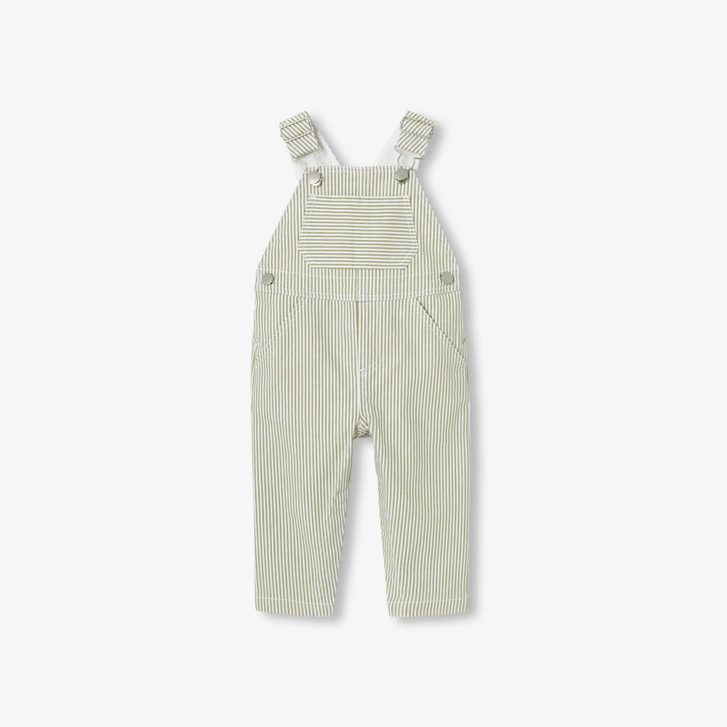 Baby boy striped twill dungarees - White/Green
