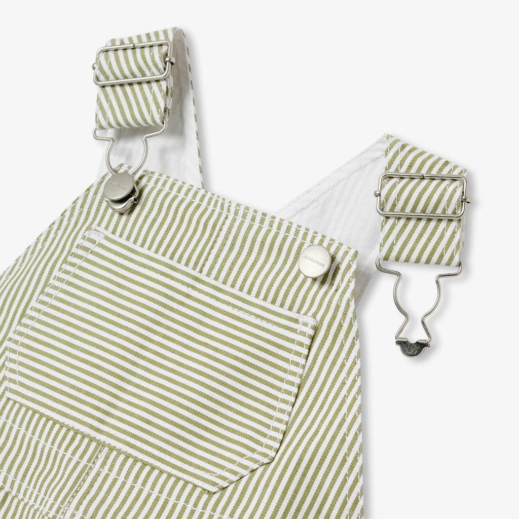 Baby boy striped twill dungarees - White/Green