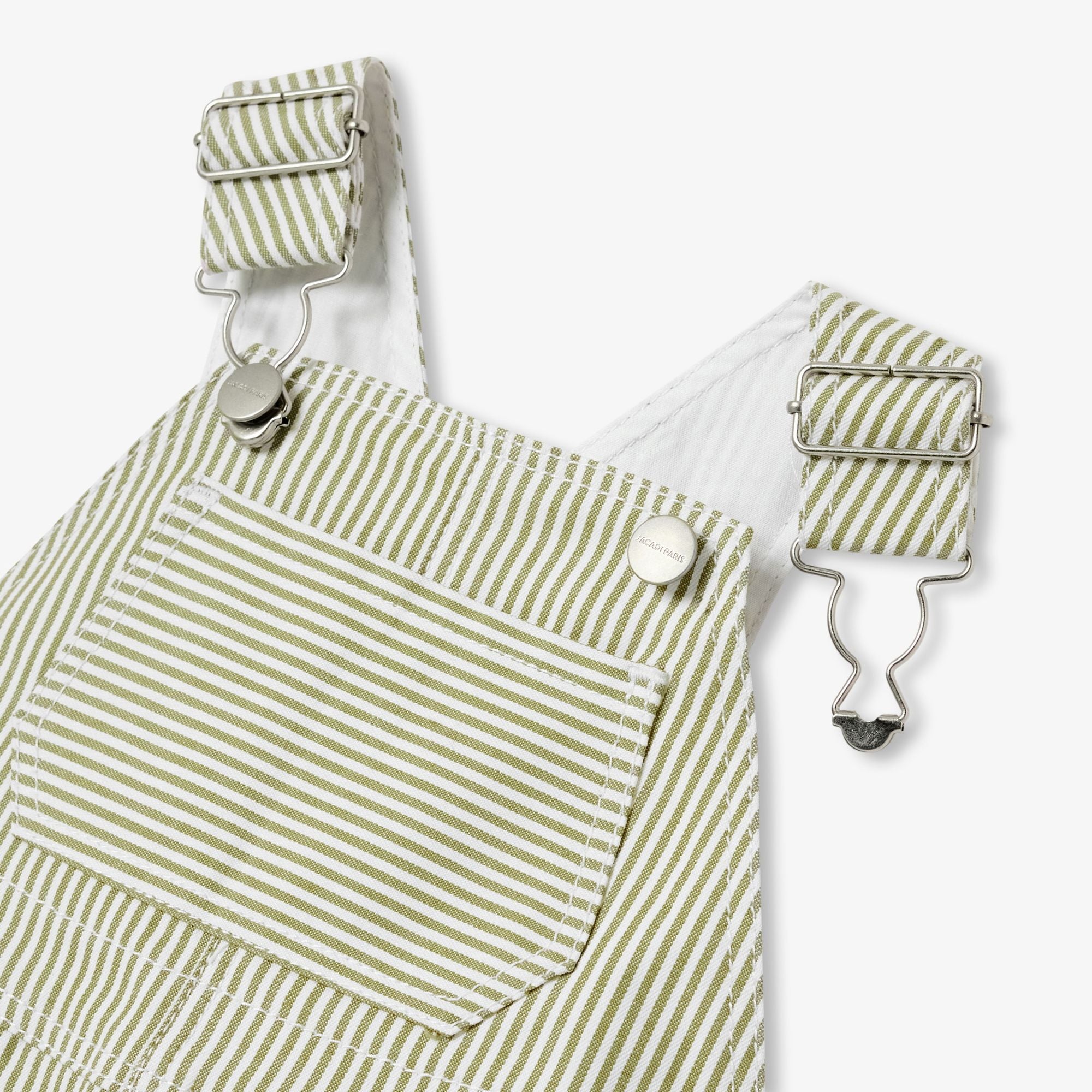 Baby boy striped twill dungarees - White/Green