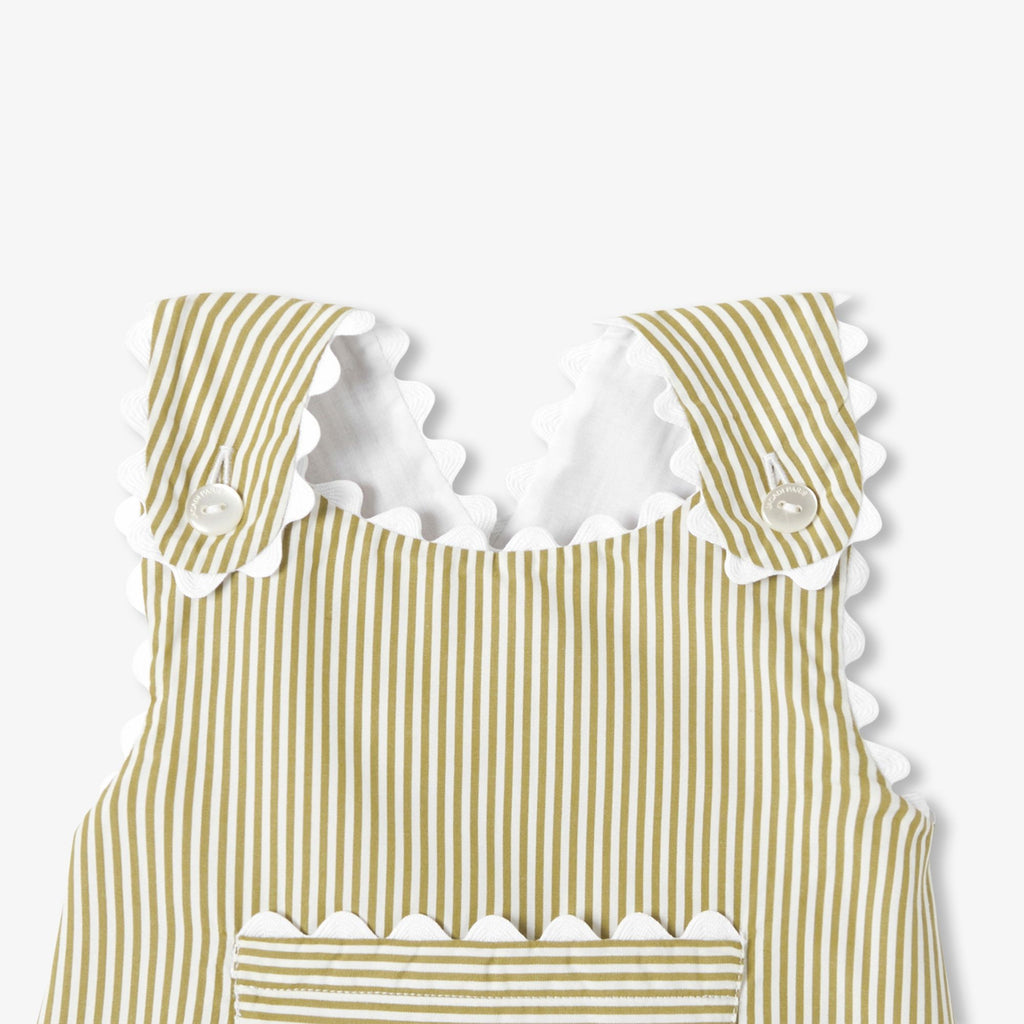 Outfit Set Shorts Striped in Cotton Baby Girl - White/Green