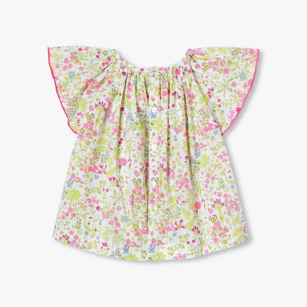 Blouse in Liberty Fabric Baby Girl - White/Multicolour