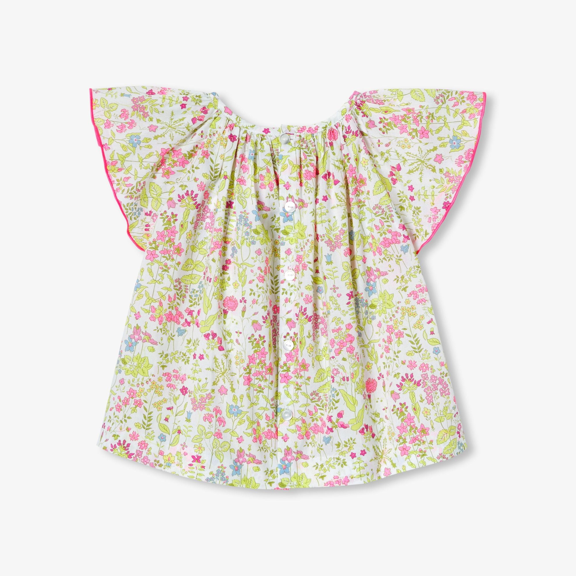 Blouse in Liberty Fabric Baby Girl - White/Multicolour