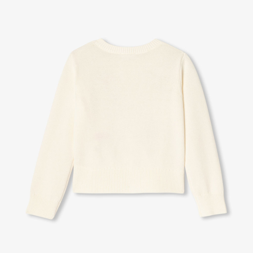 Girl cotton sweater with floral motif - Jacadi Sweet White