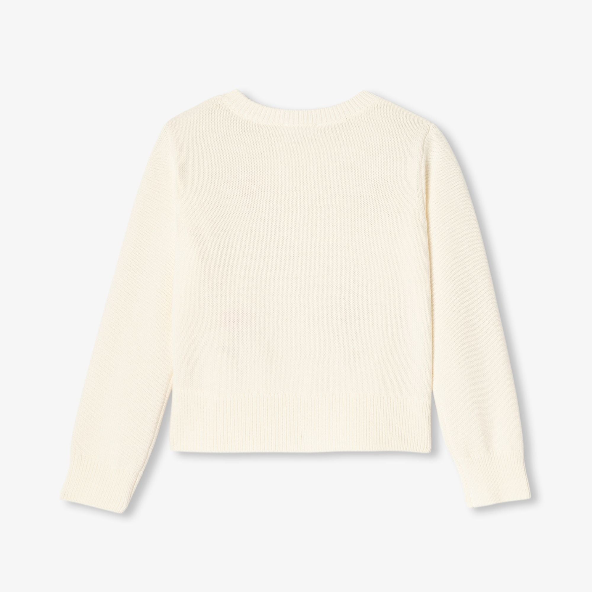 Girl cotton sweater with floral motif - Jacadi Sweet White