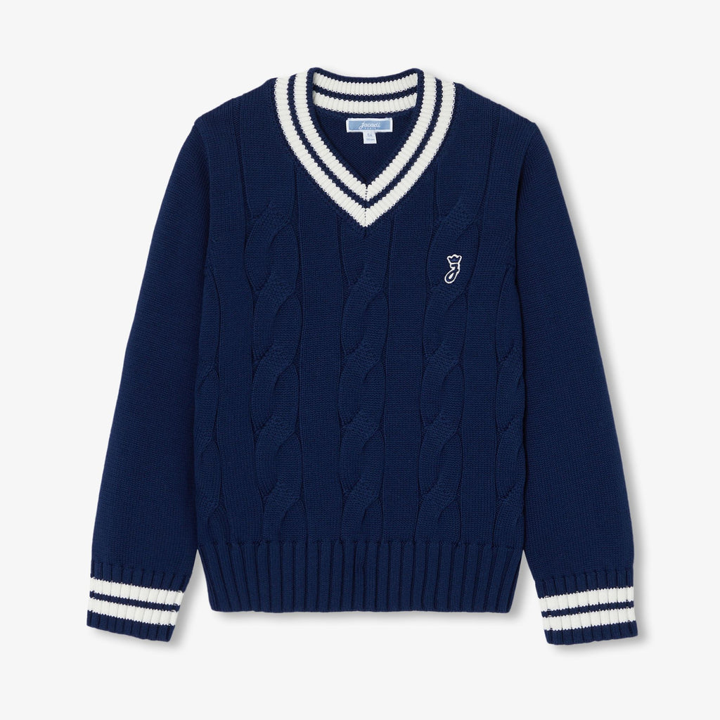 JC-TB054 - Jacadi Boys' Chunky Cotton Sweater - Dark Blue
