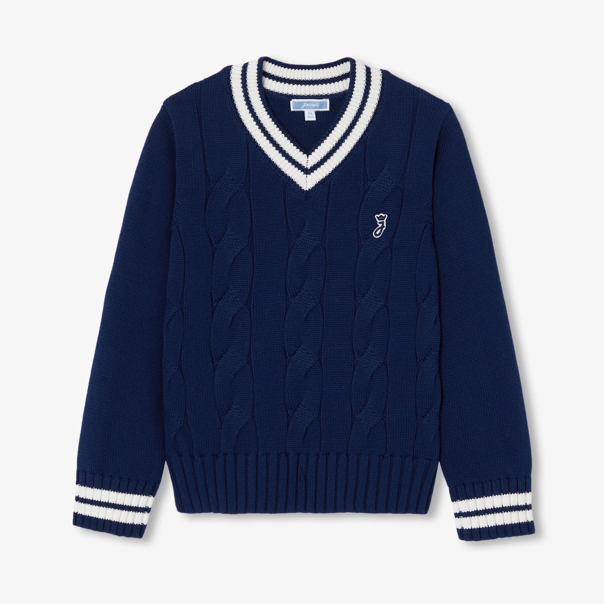 JC-TB054 - Jacadi Boys' Chunky Cotton Sweater - Dark Blue