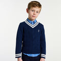 JC-TB054 - Jacadi Boys' Chunky Cotton Sweater - Dark Blue