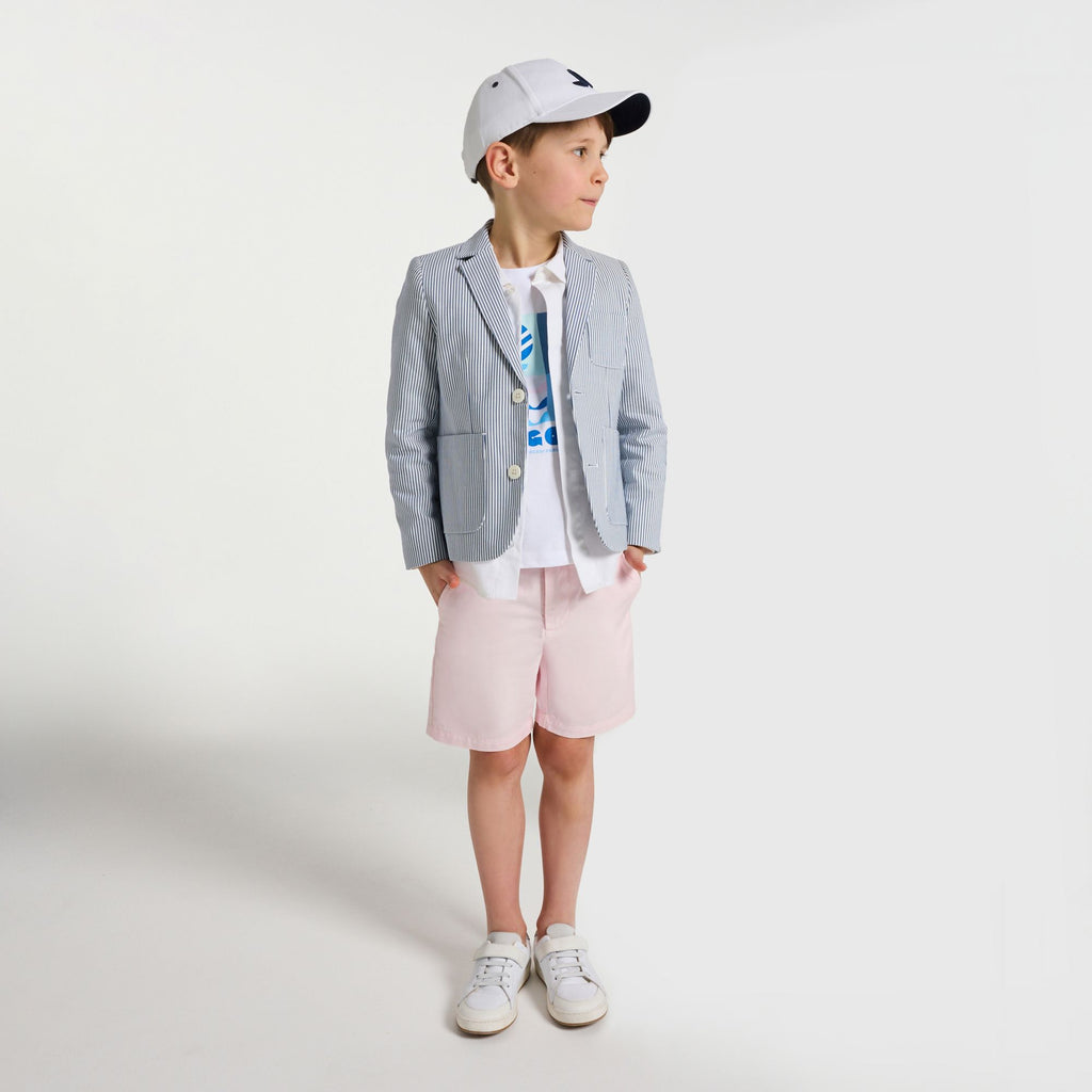 Boy cotton twill Bermuda shorts - Medium Pink