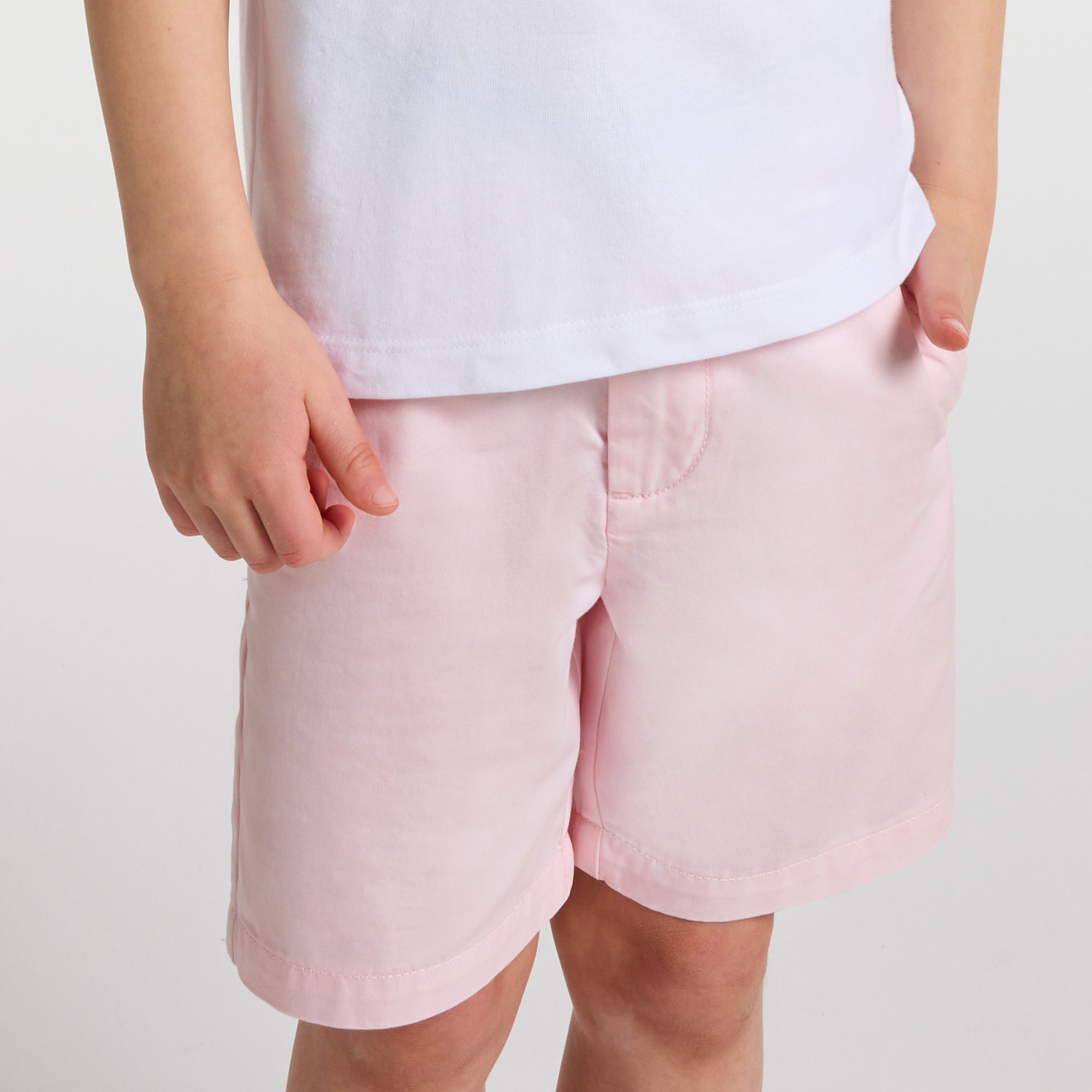 Boy cotton twill Bermuda shorts - Medium Pink
