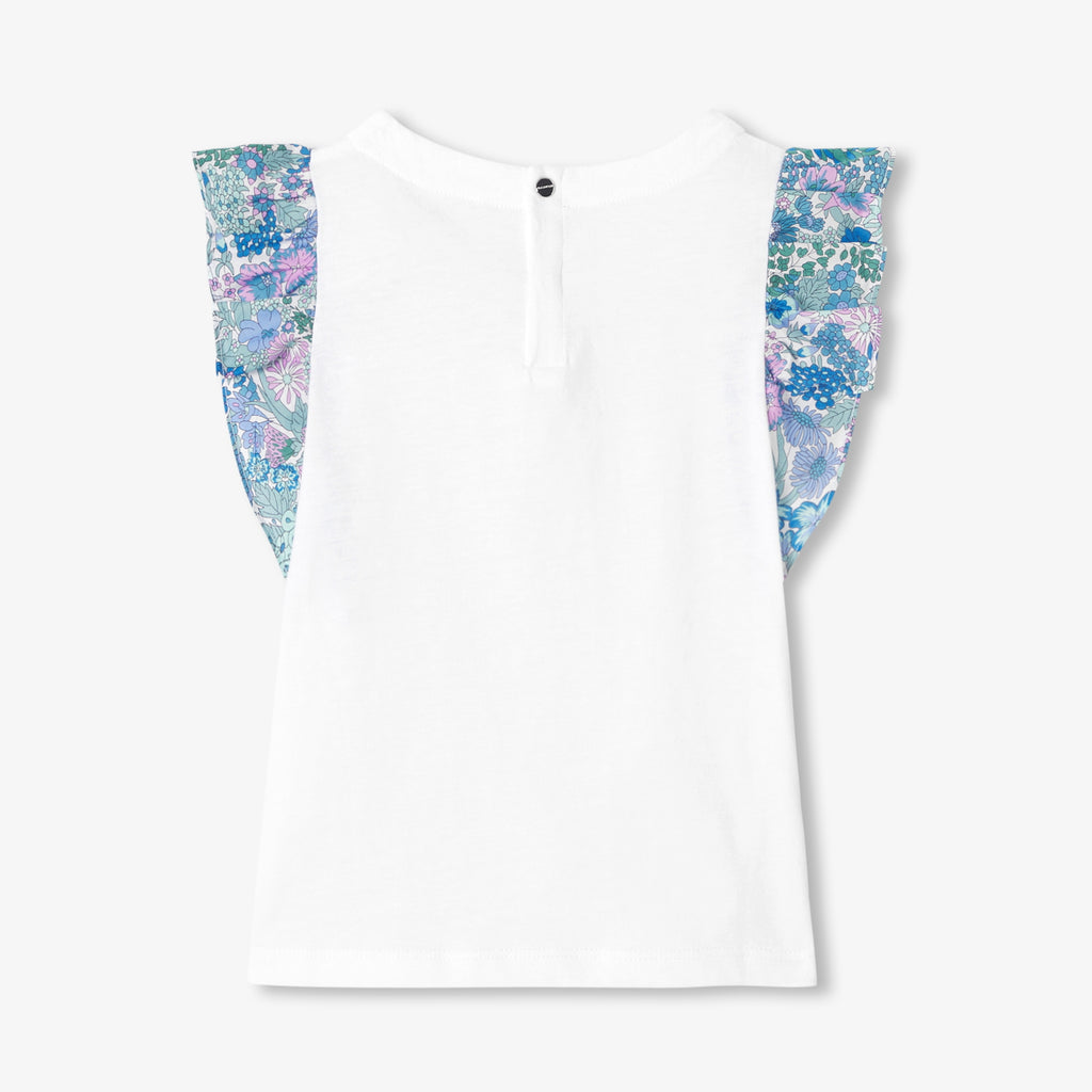 Girl T-shirt with Liberty fabric sleeves