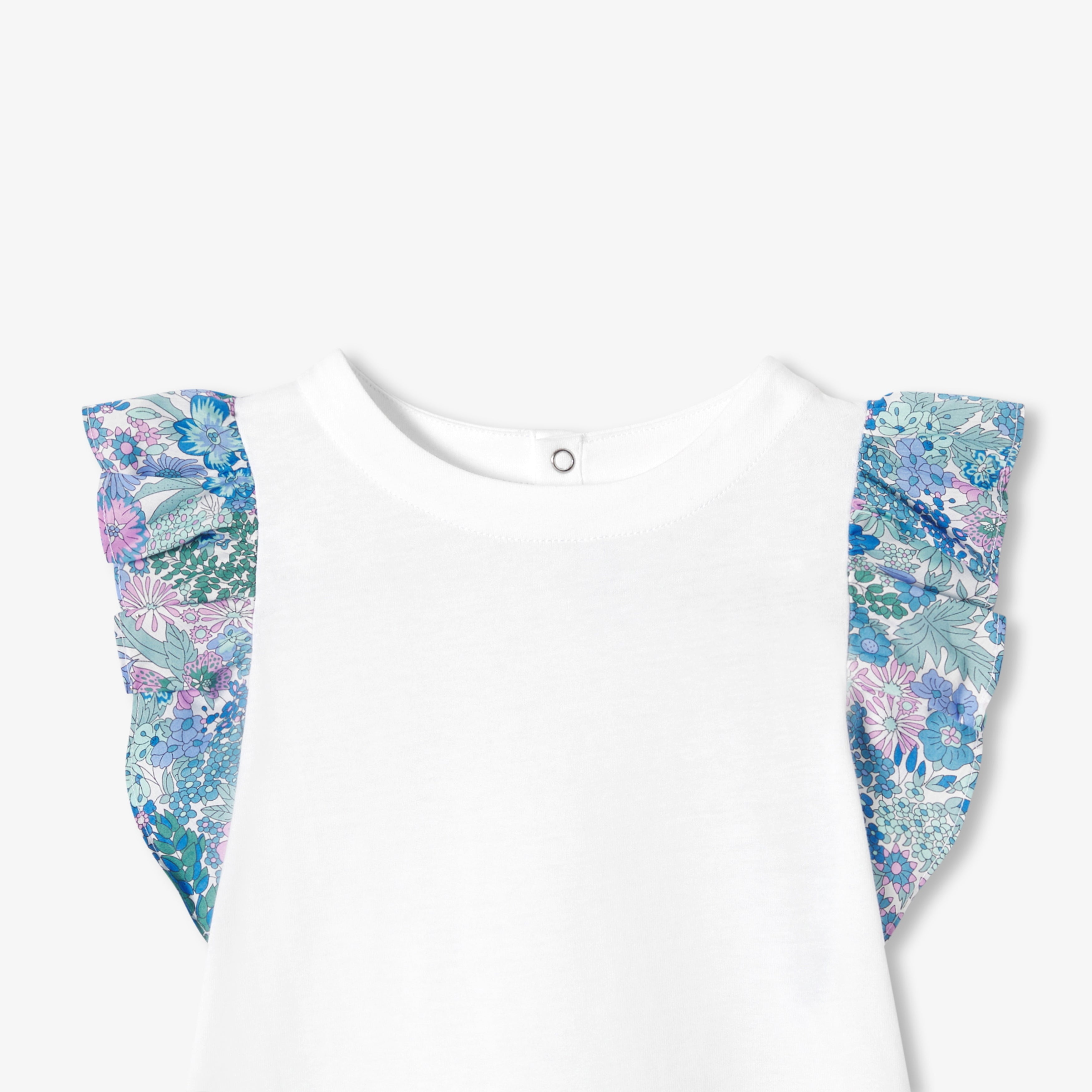 Girl T-shirt with Liberty fabric sleeves