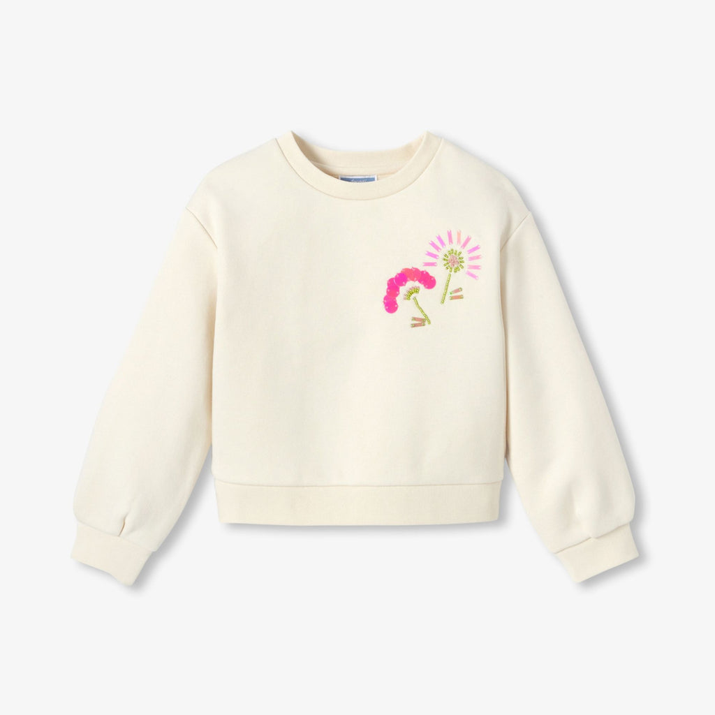 Top in Sweatshirt Fabric Girl - Creme