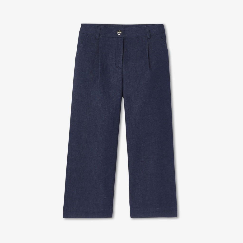 JC-TG144 - Jacadi Girl's wide-leg raw denim jeans