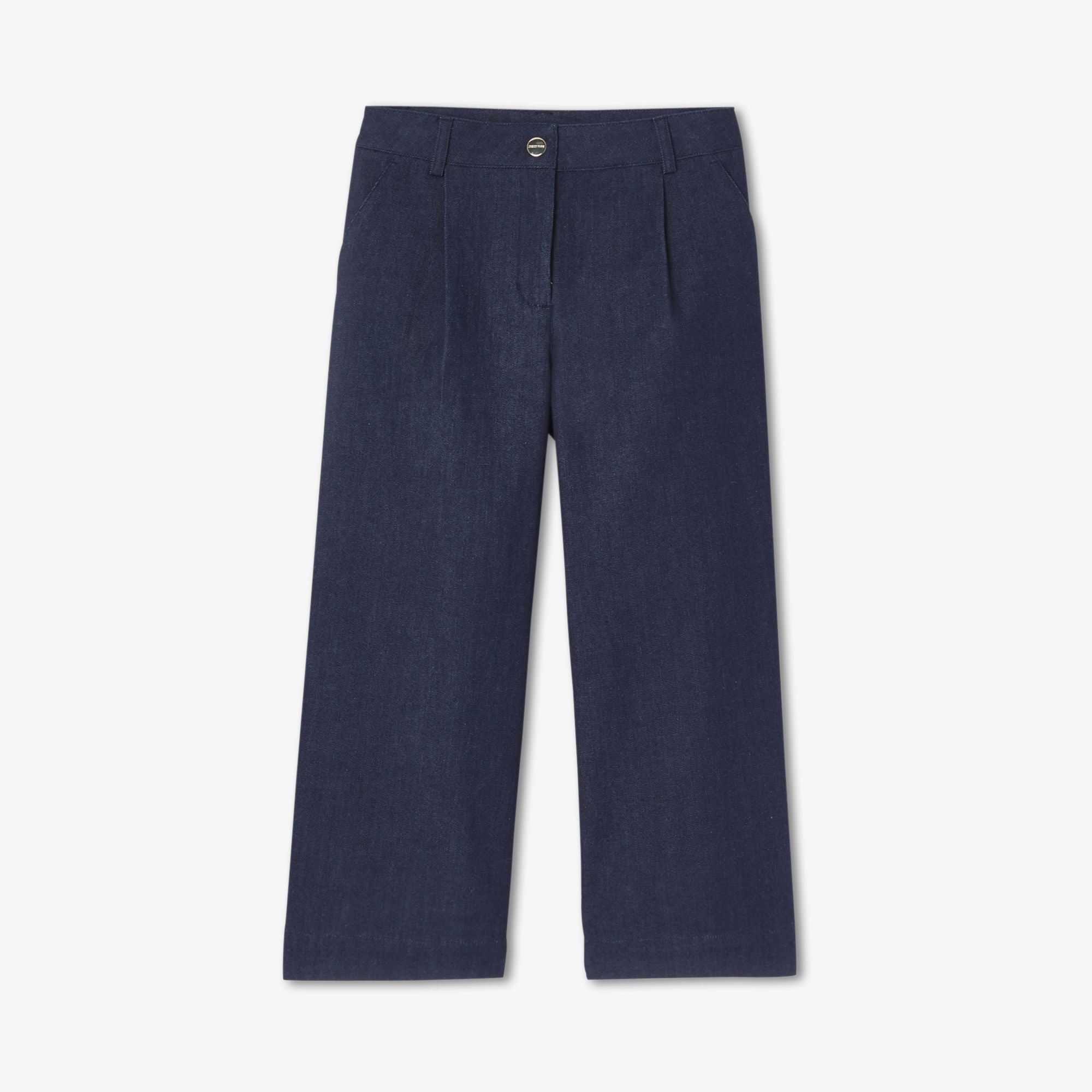 JC-TG144 - Jacadi Girl's wide-leg raw denim jeans