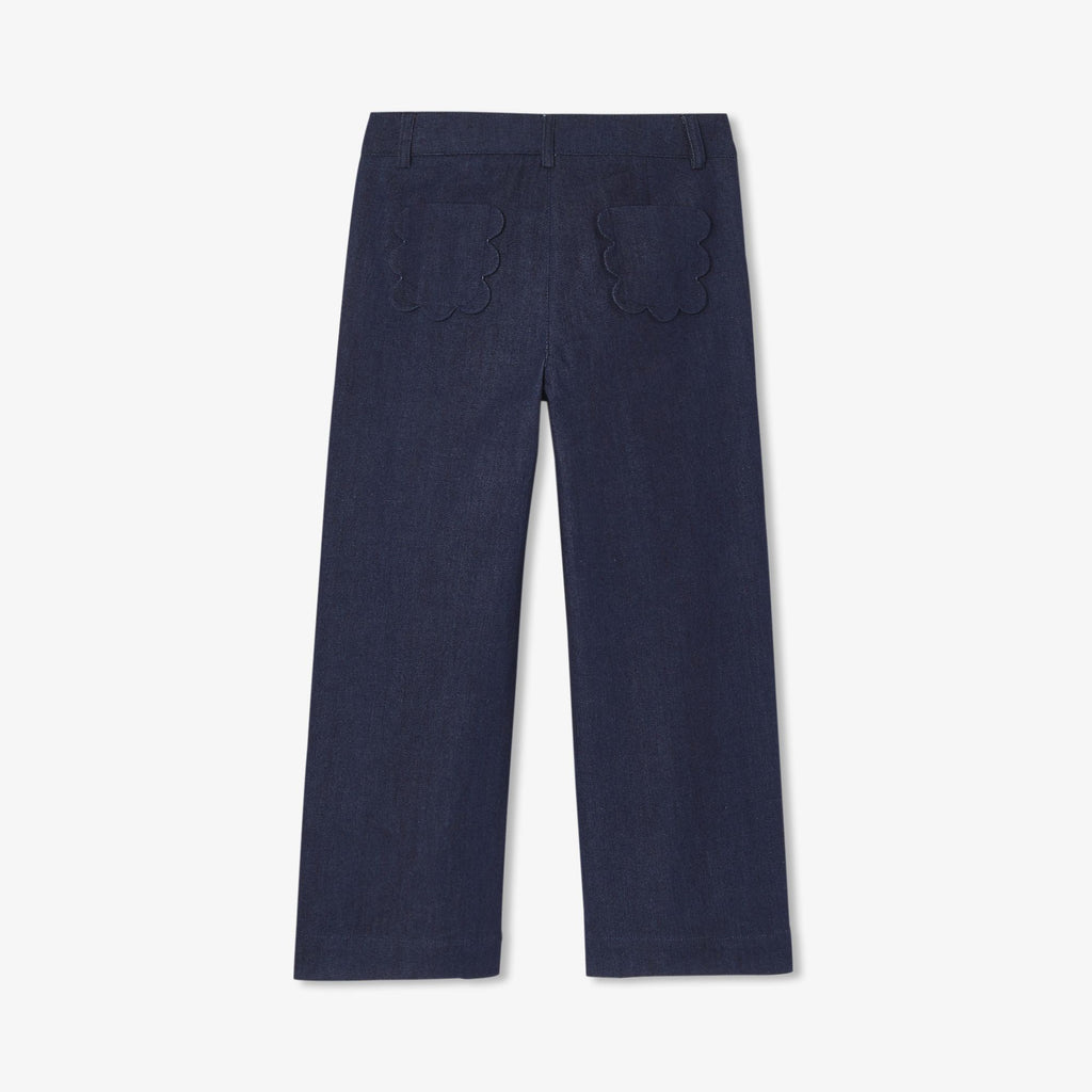 JC-TG144 - Jacadi Girl's wide-leg raw denim jeans