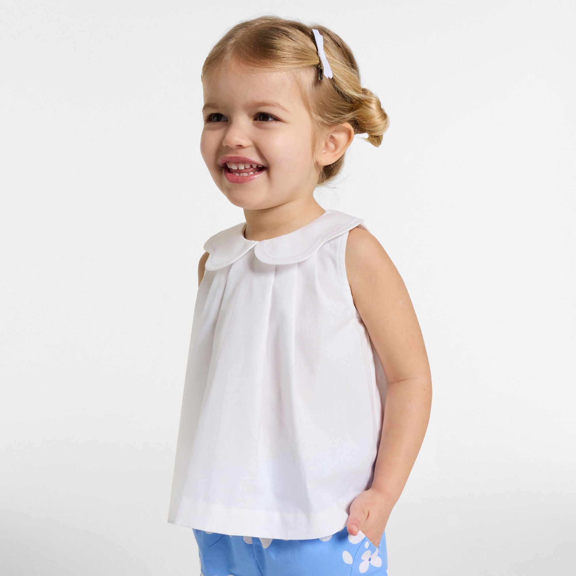 Baby girl scalloped-collar blouse - White
