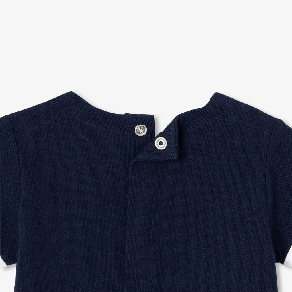 Baby boy cotton pique outfit set - Light Navy