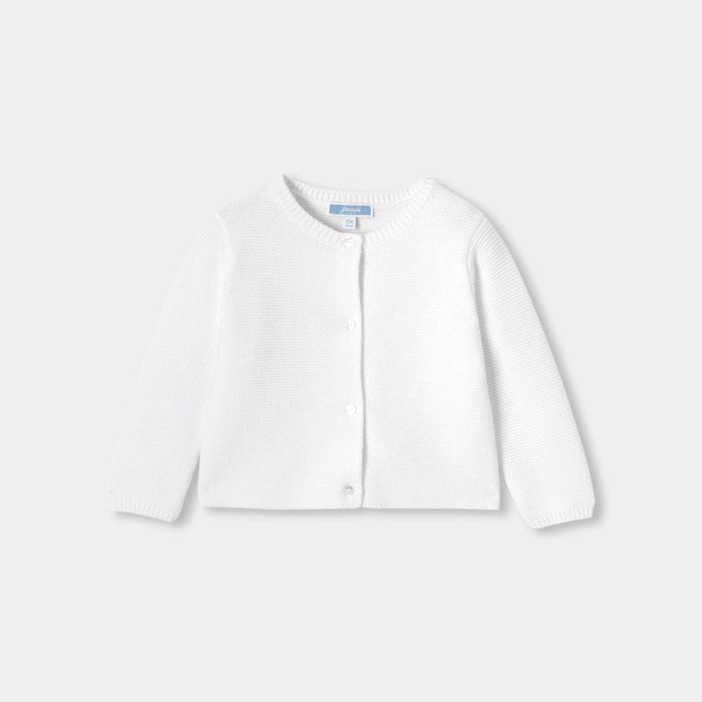 Baby girl garter stitch cardigan - White