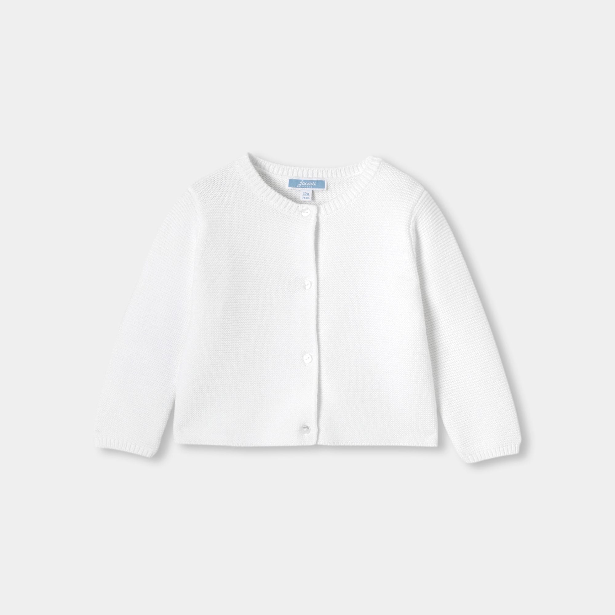 Baby girl garter stitch cardigan - White