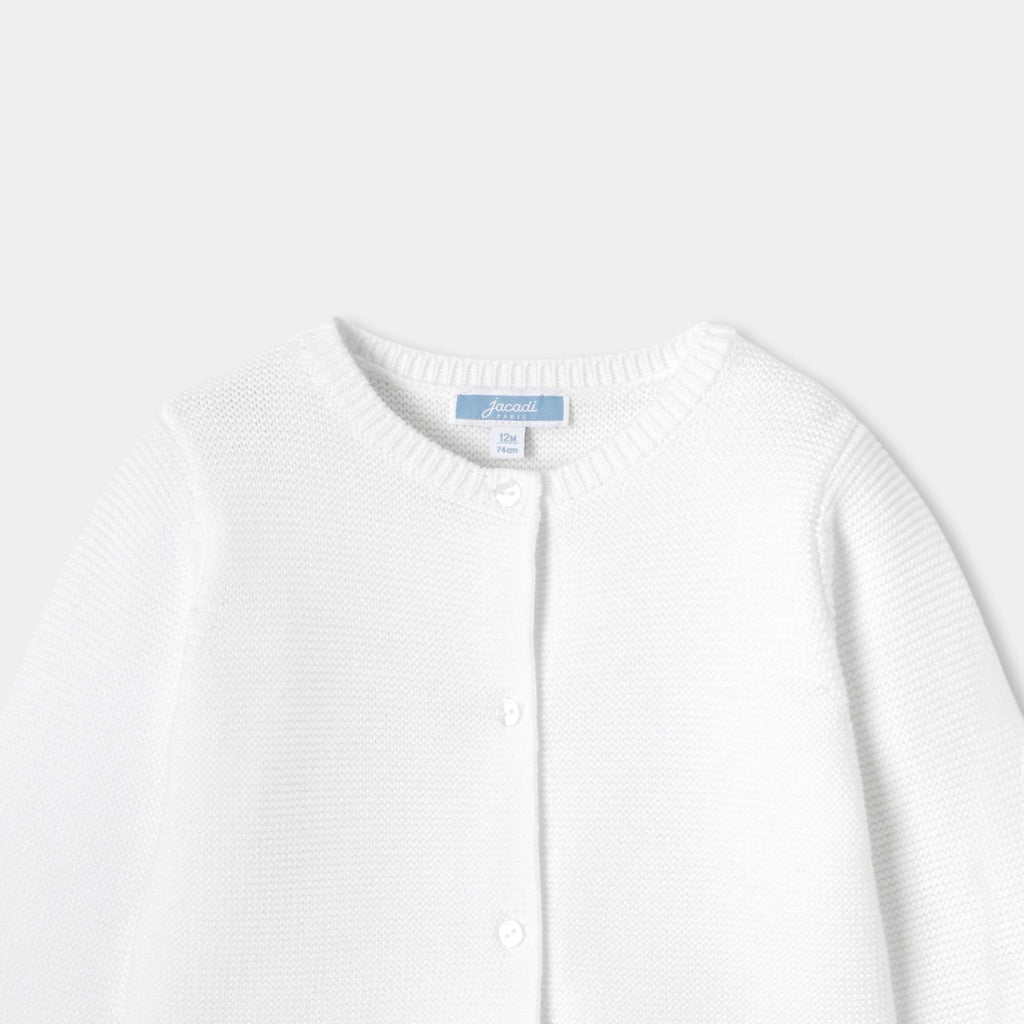 Baby girl garter stitch cardigan - White