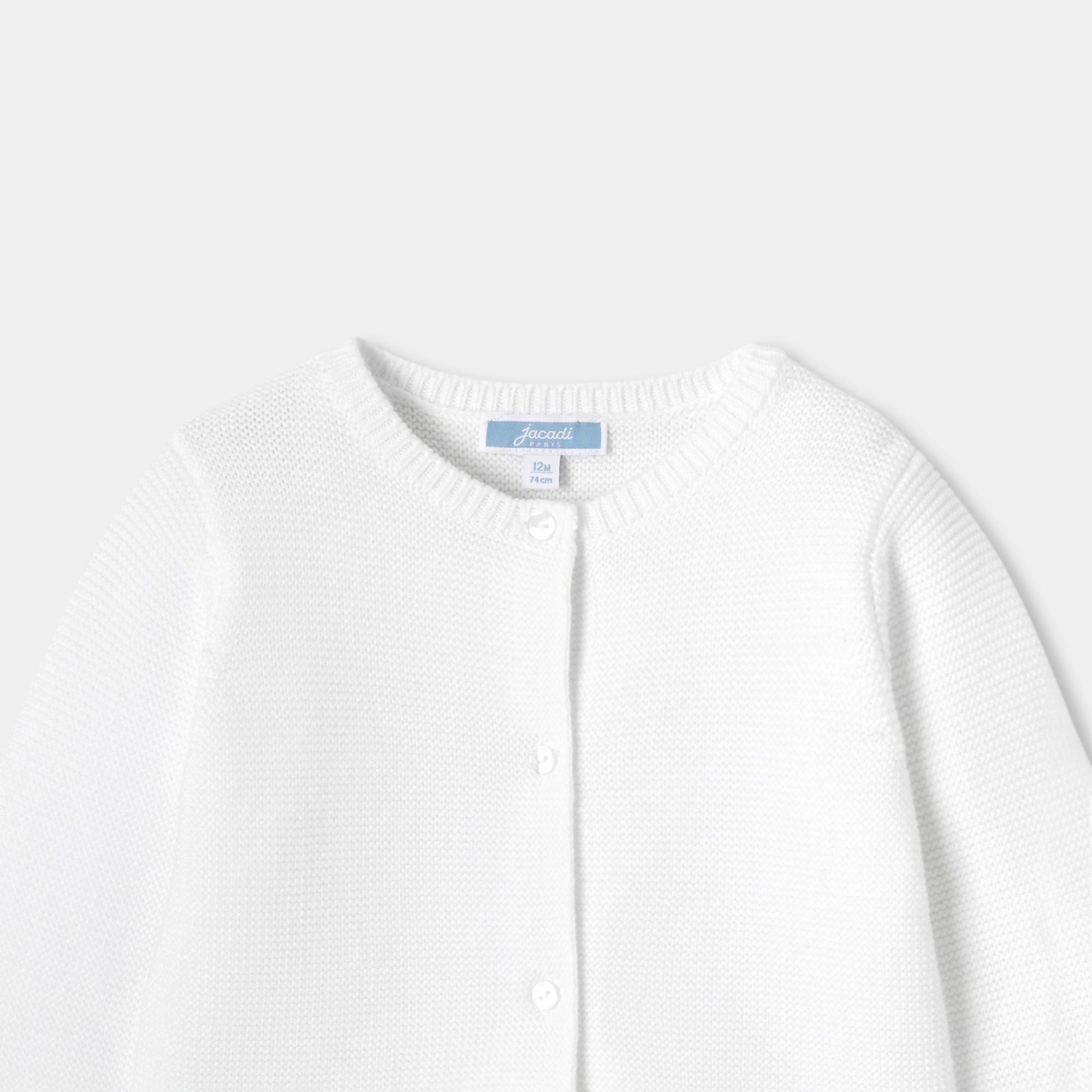 Baby girl garter stitch cardigan - White