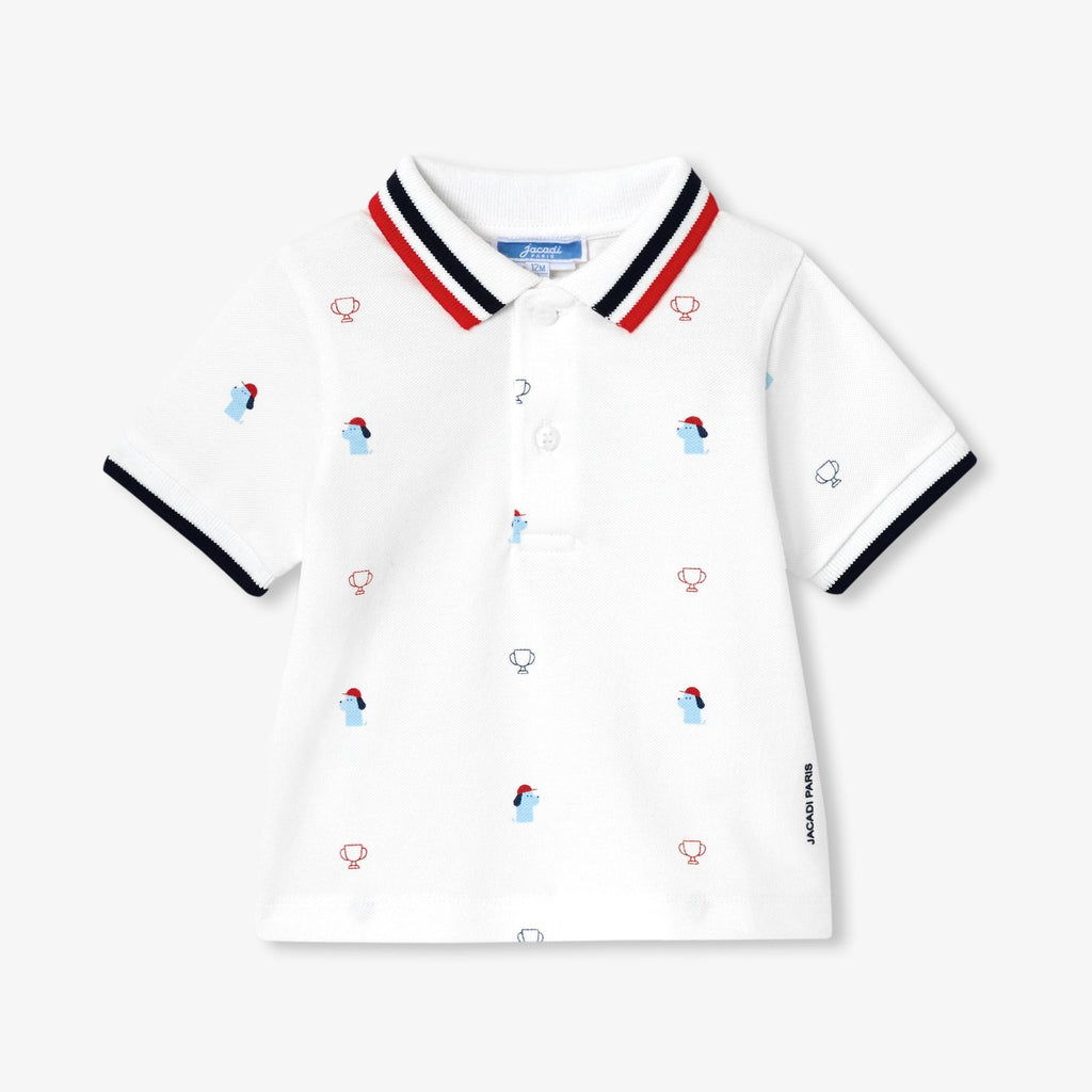 JC-NB103 - Jacadi Baby printed cotton pique polo shirt - White Jacadi
