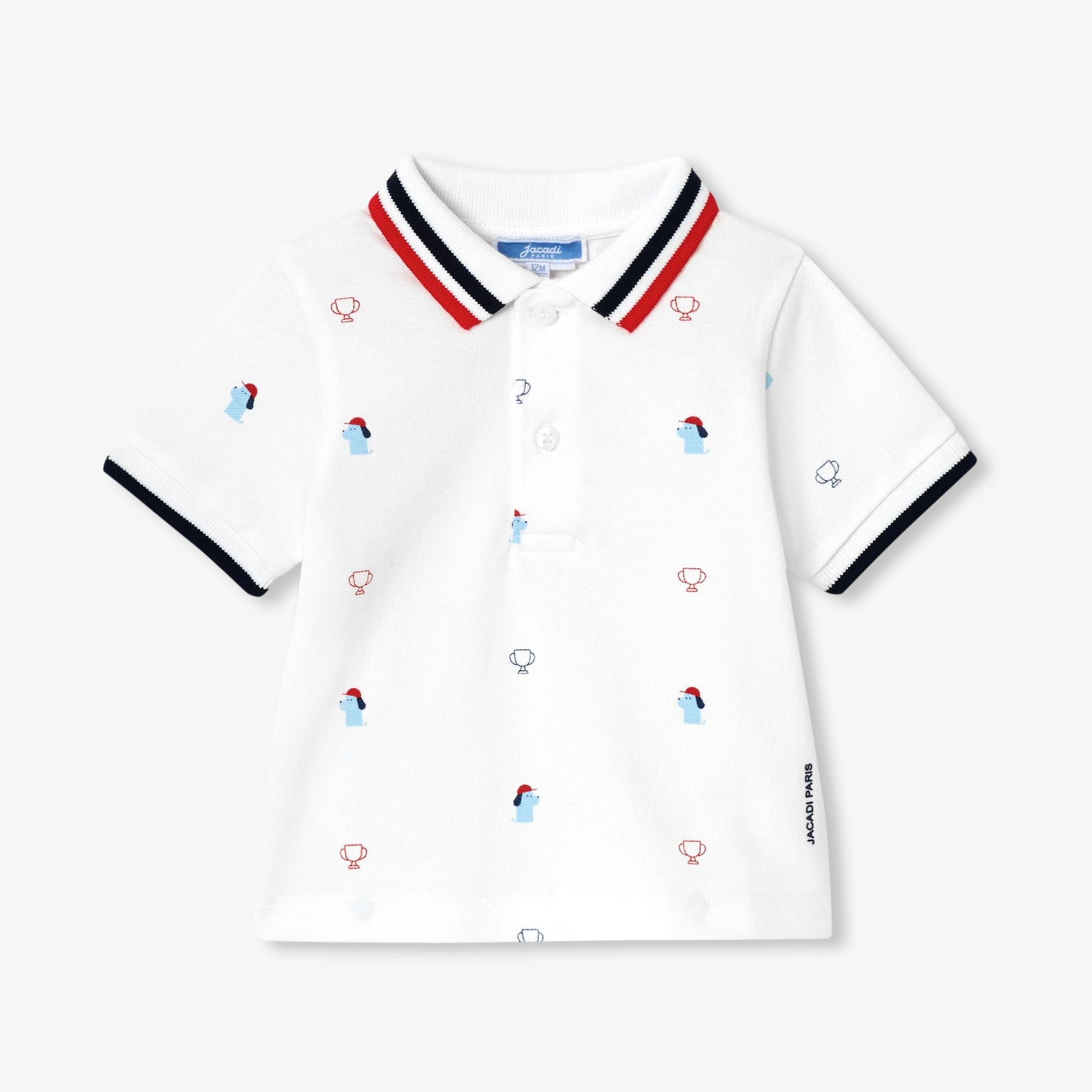 JC-NB103 - Jacadi Baby printed cotton pique polo shirt - White Jacadi