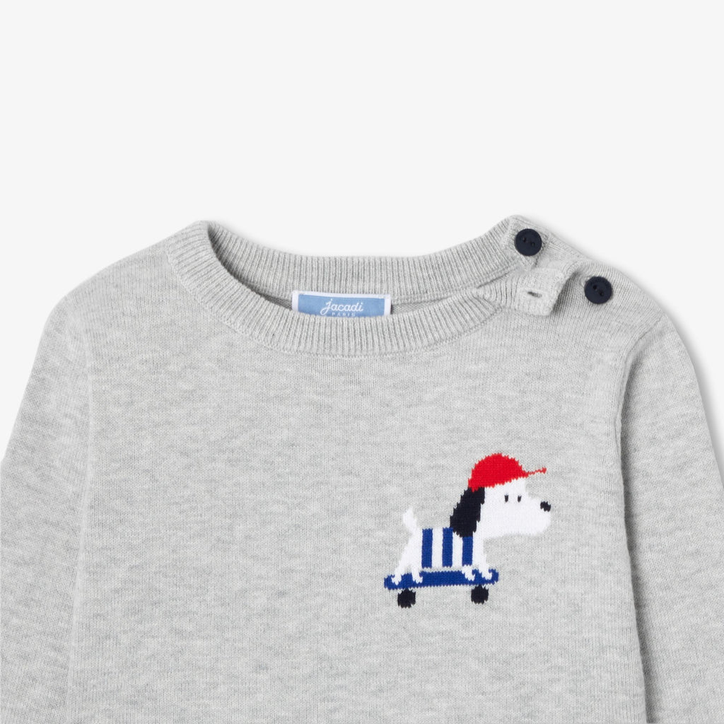Baby boy cotton jumper - Grey Marl