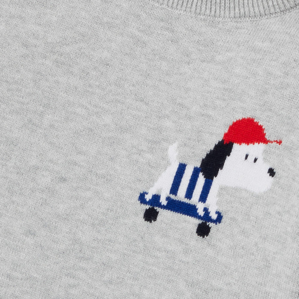 Baby boy cotton jumper - Grey Marl