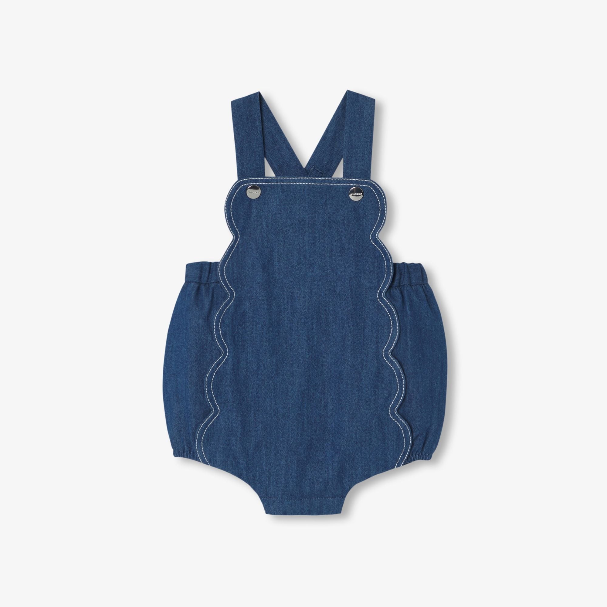 JC-NG155 - Jacadi Baby Girl Lightweight Denim Romper