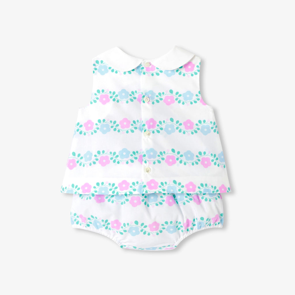 Baby girl ensemble in printed poplin