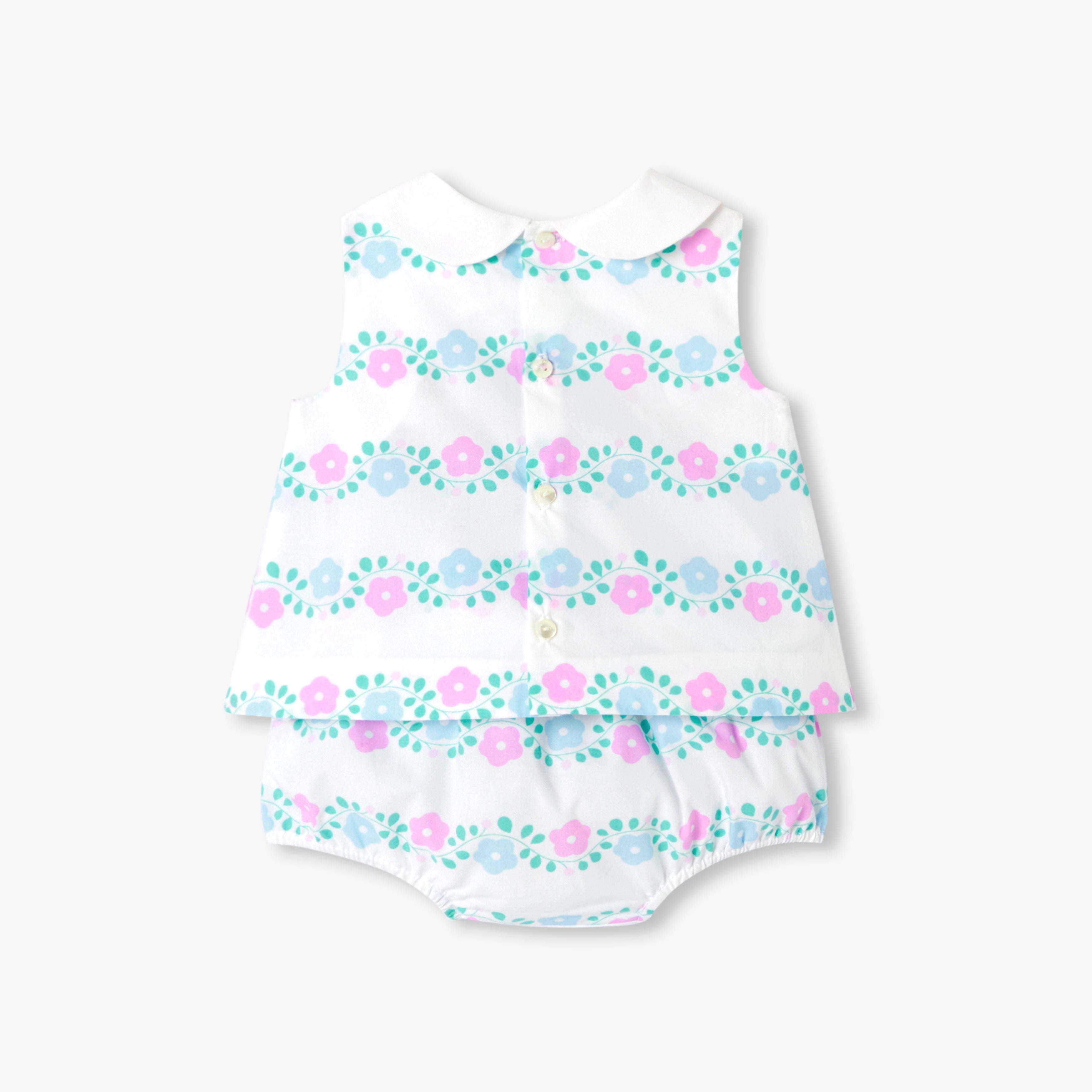 Baby girl ensemble in printed poplin