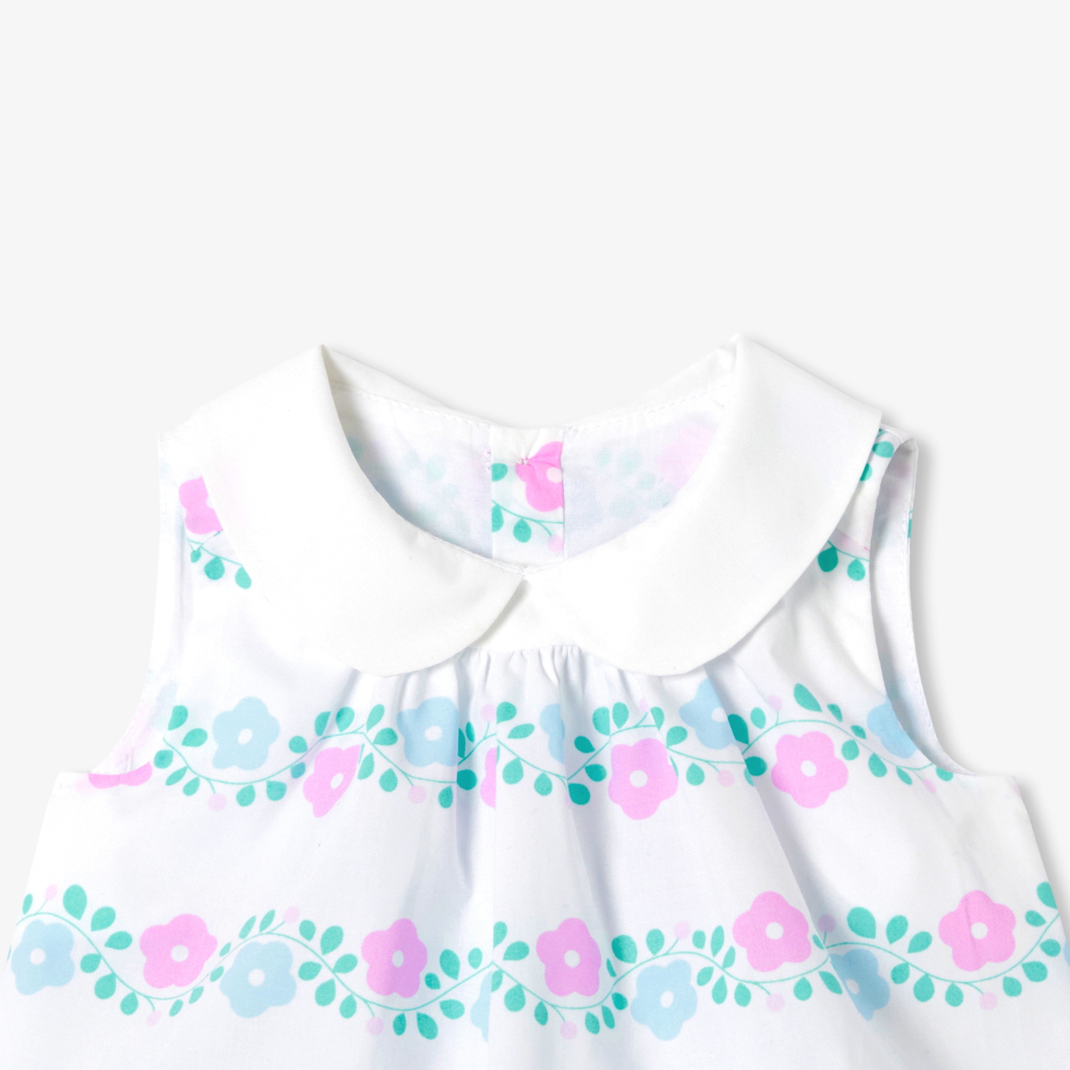 Baby girl ensemble in printed poplin