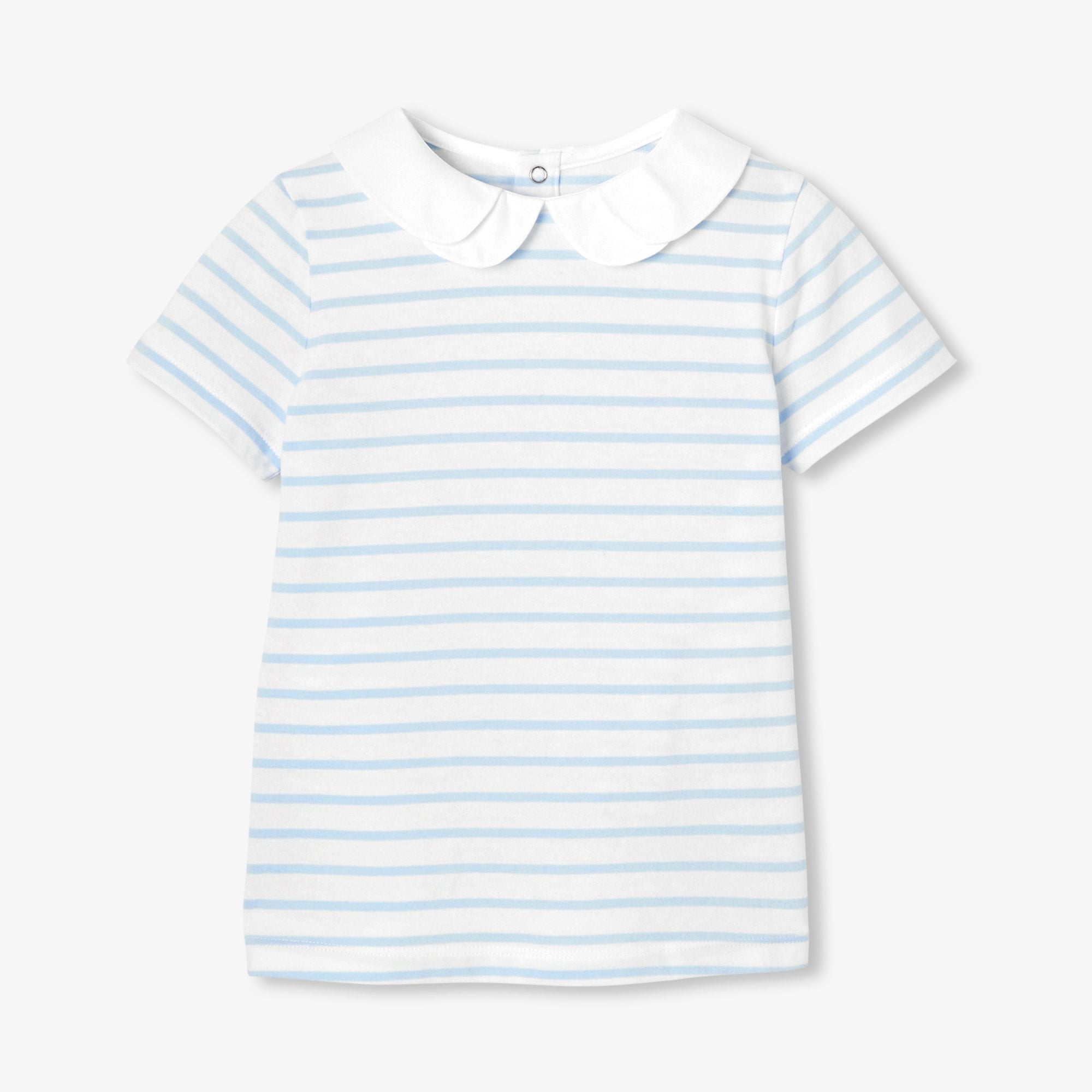Girl striped polo shirt - White/Light Blue