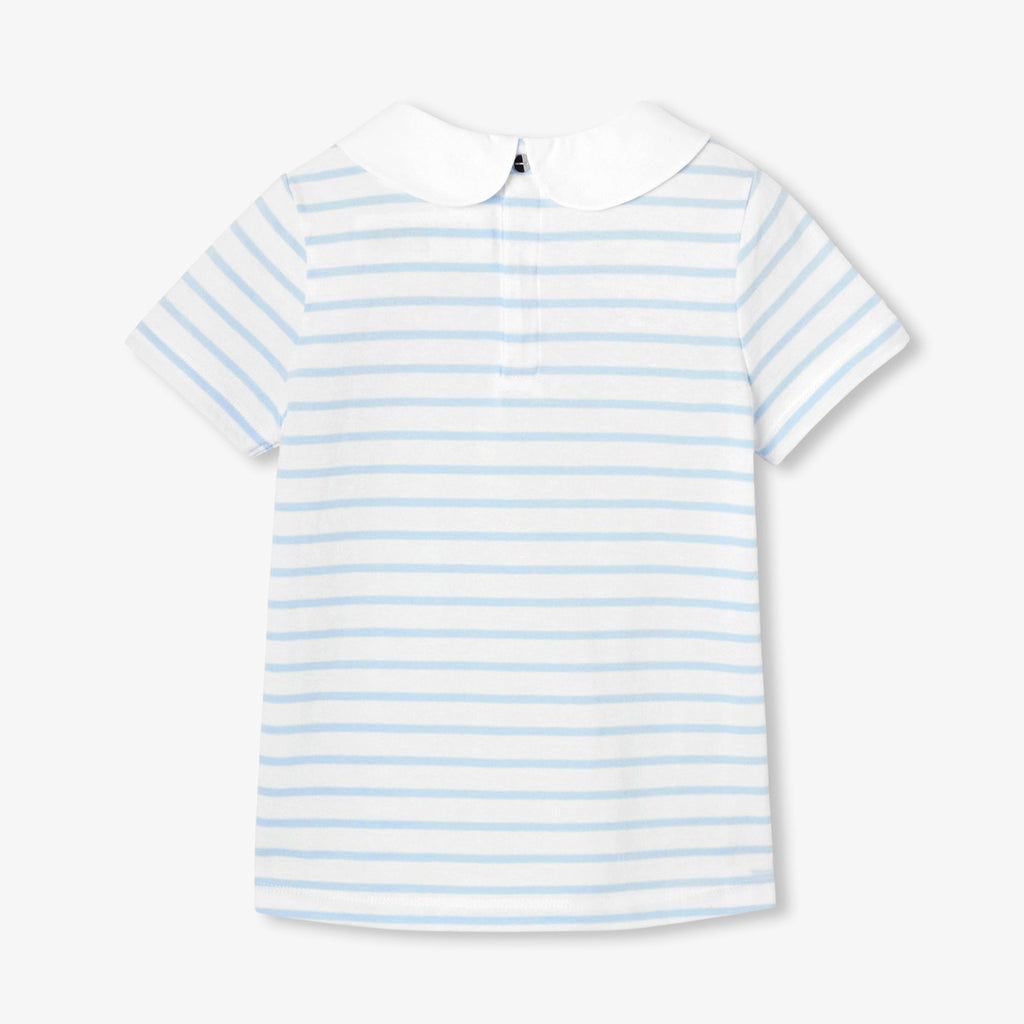 Girl striped polo shirt - White/Light Blue
