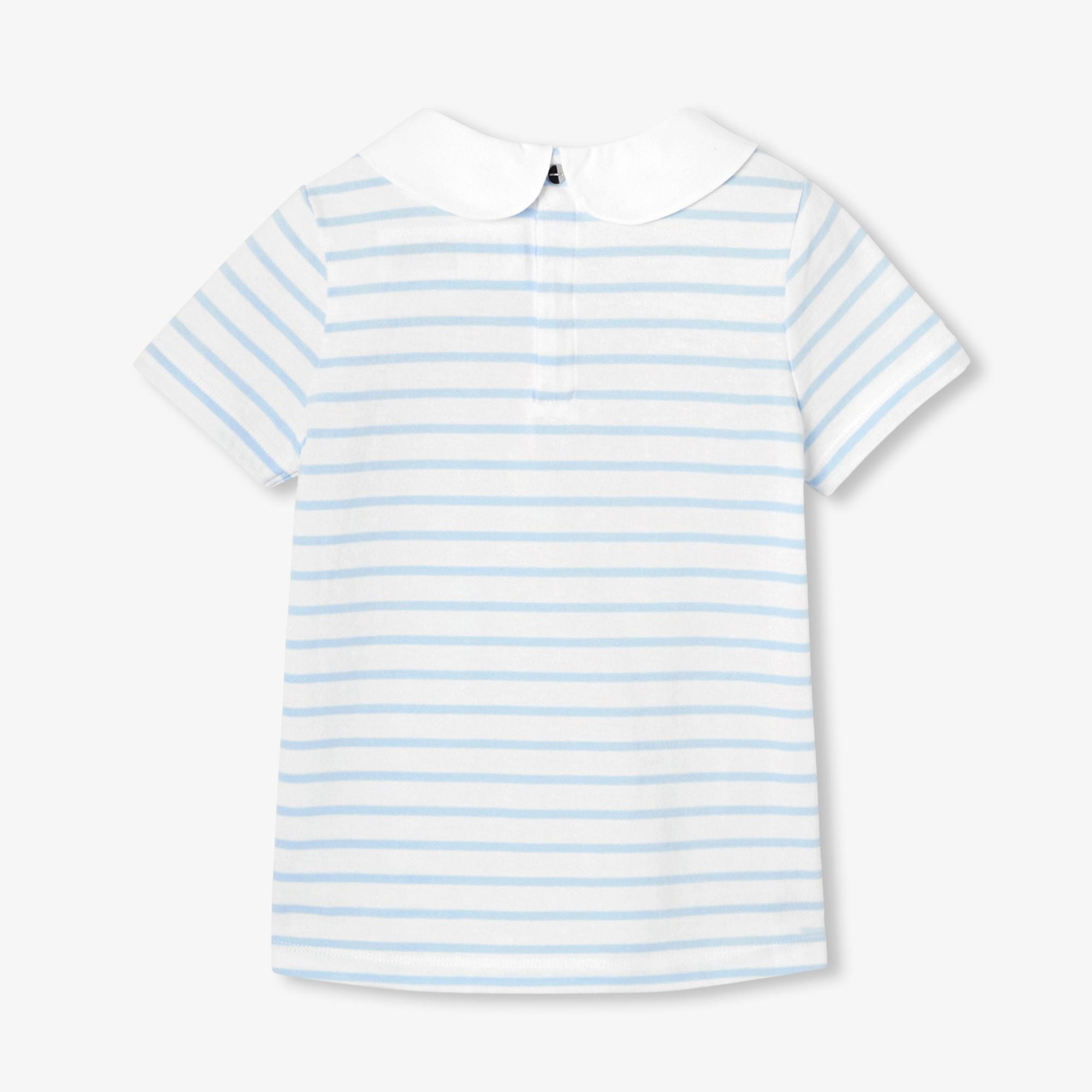 Girl striped polo shirt - White/Light Blue