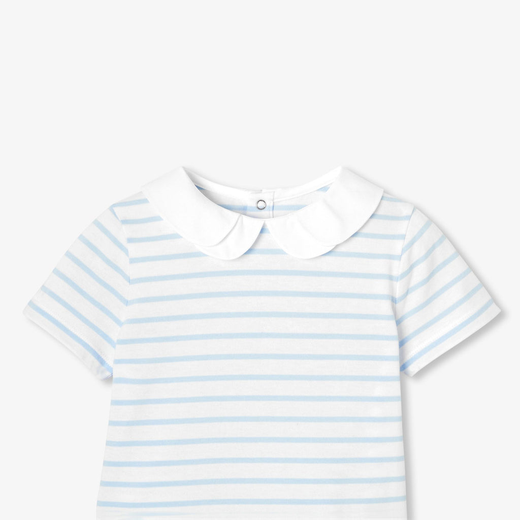 Girl striped polo shirt - White/Light Blue