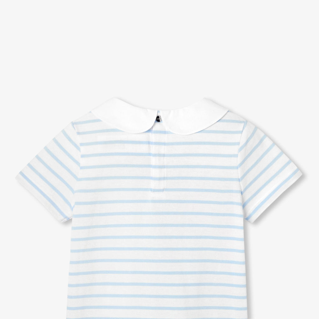 Girl striped polo shirt - White/Light Blue