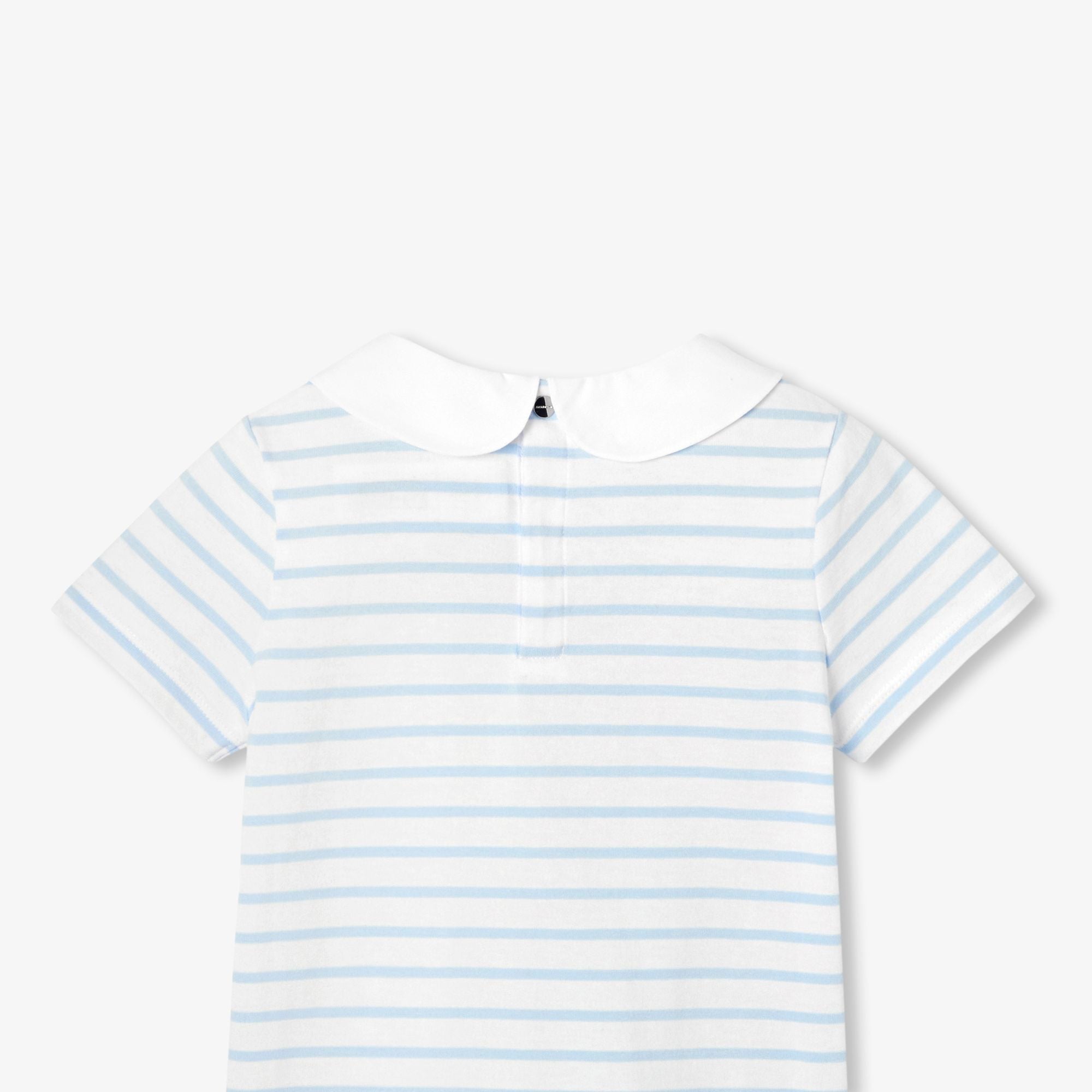 Girl striped polo shirt - White/Light Blue