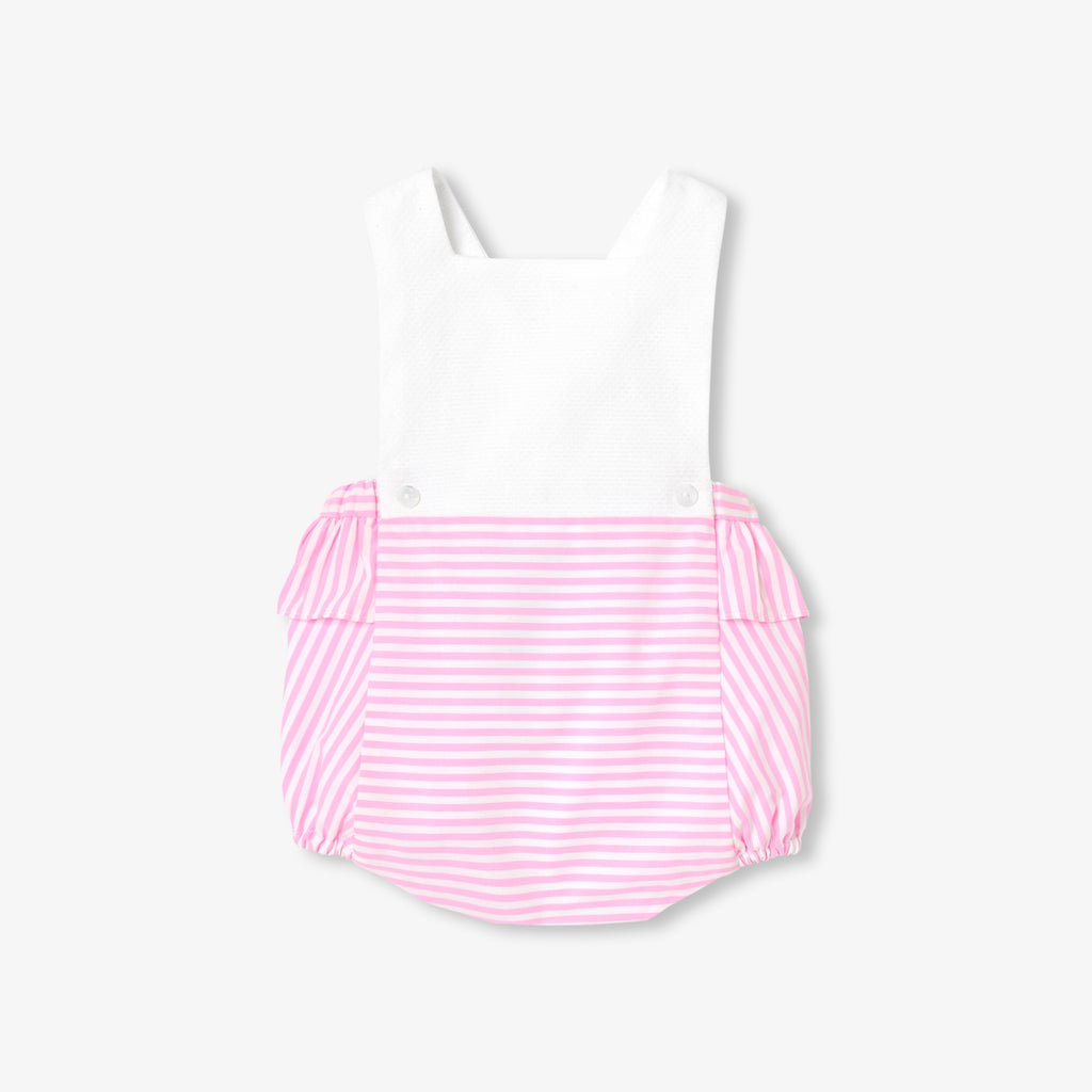 Baby girl romper in cotton piqué and poplin