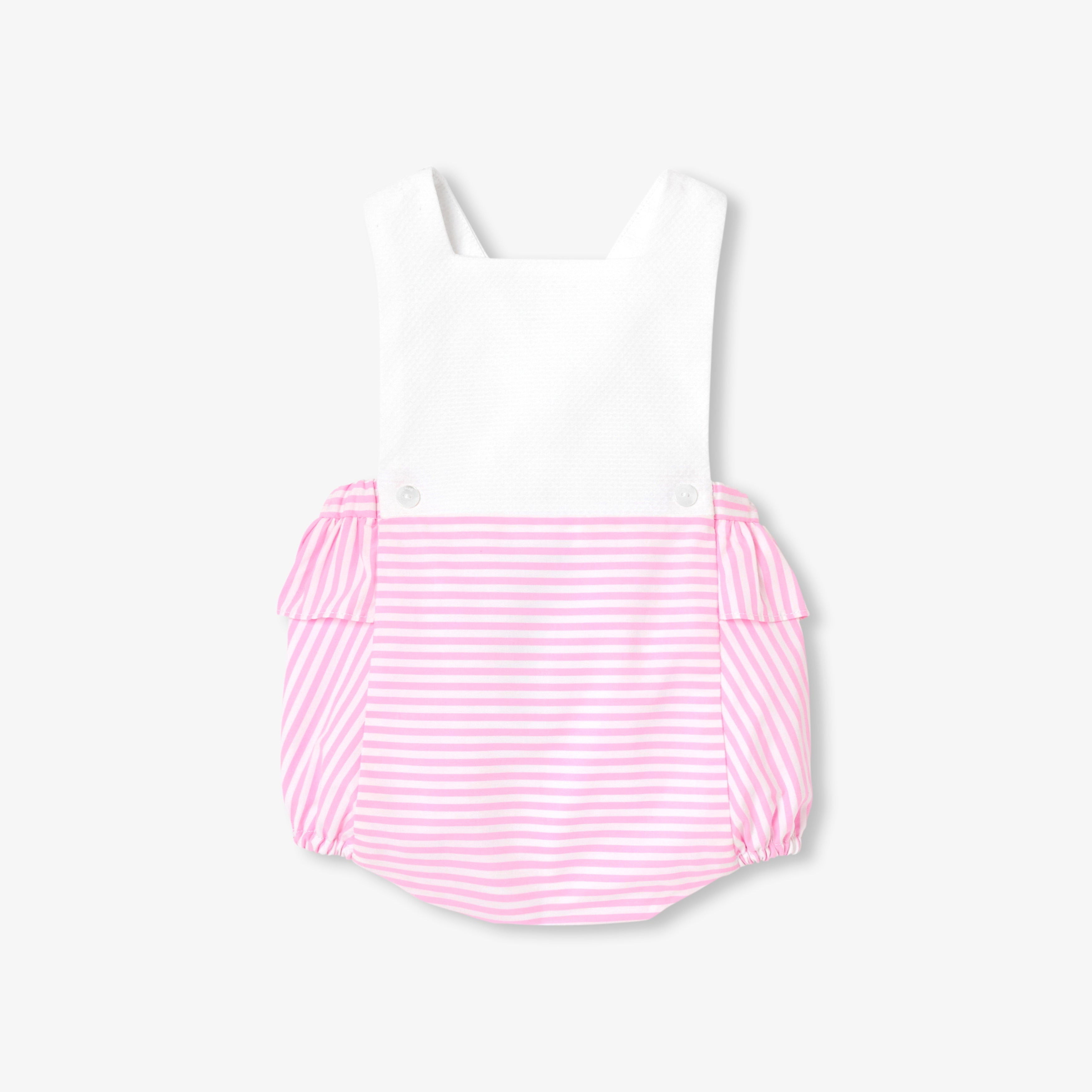 Baby girl romper in cotton piqué and poplin
