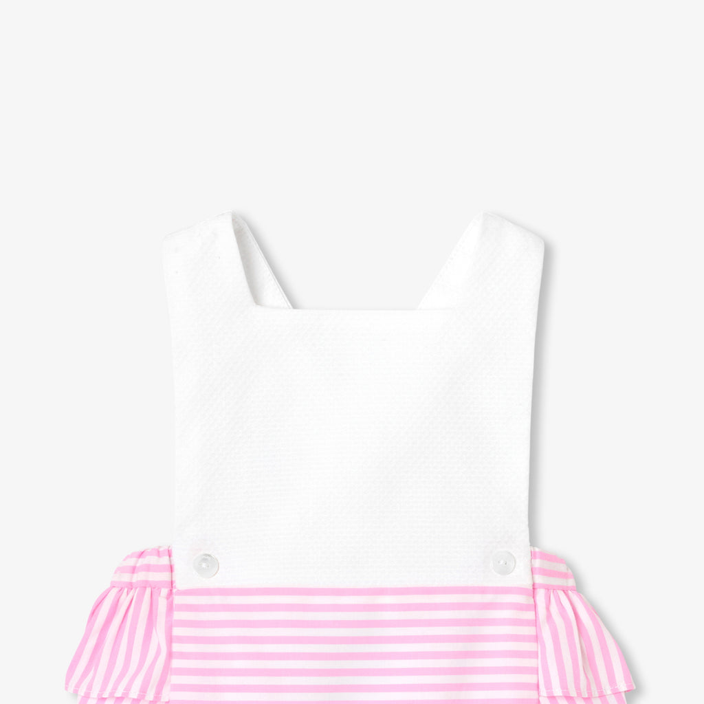 Baby girl romper in cotton piqué and poplin