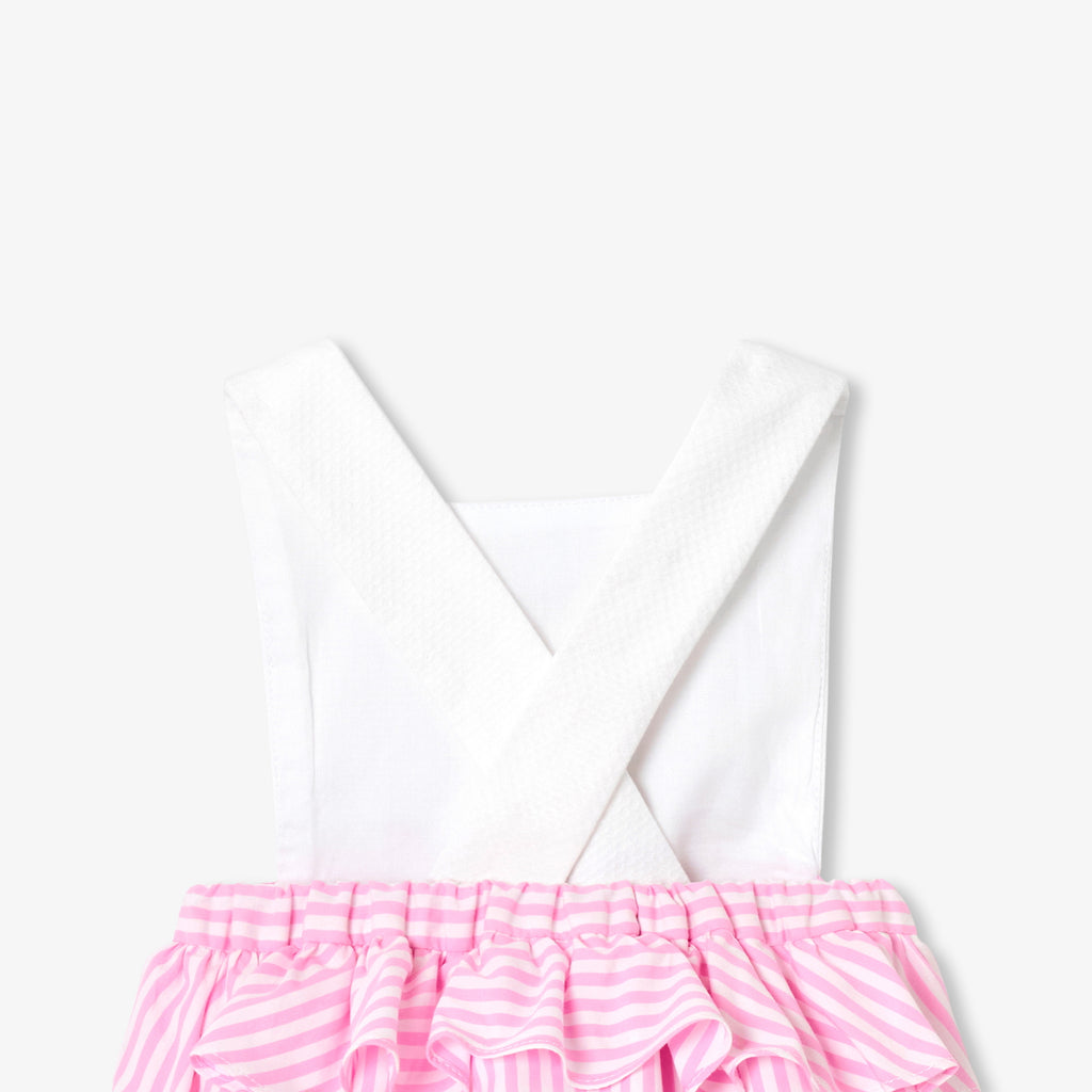Baby girl romper in cotton piqué and poplin