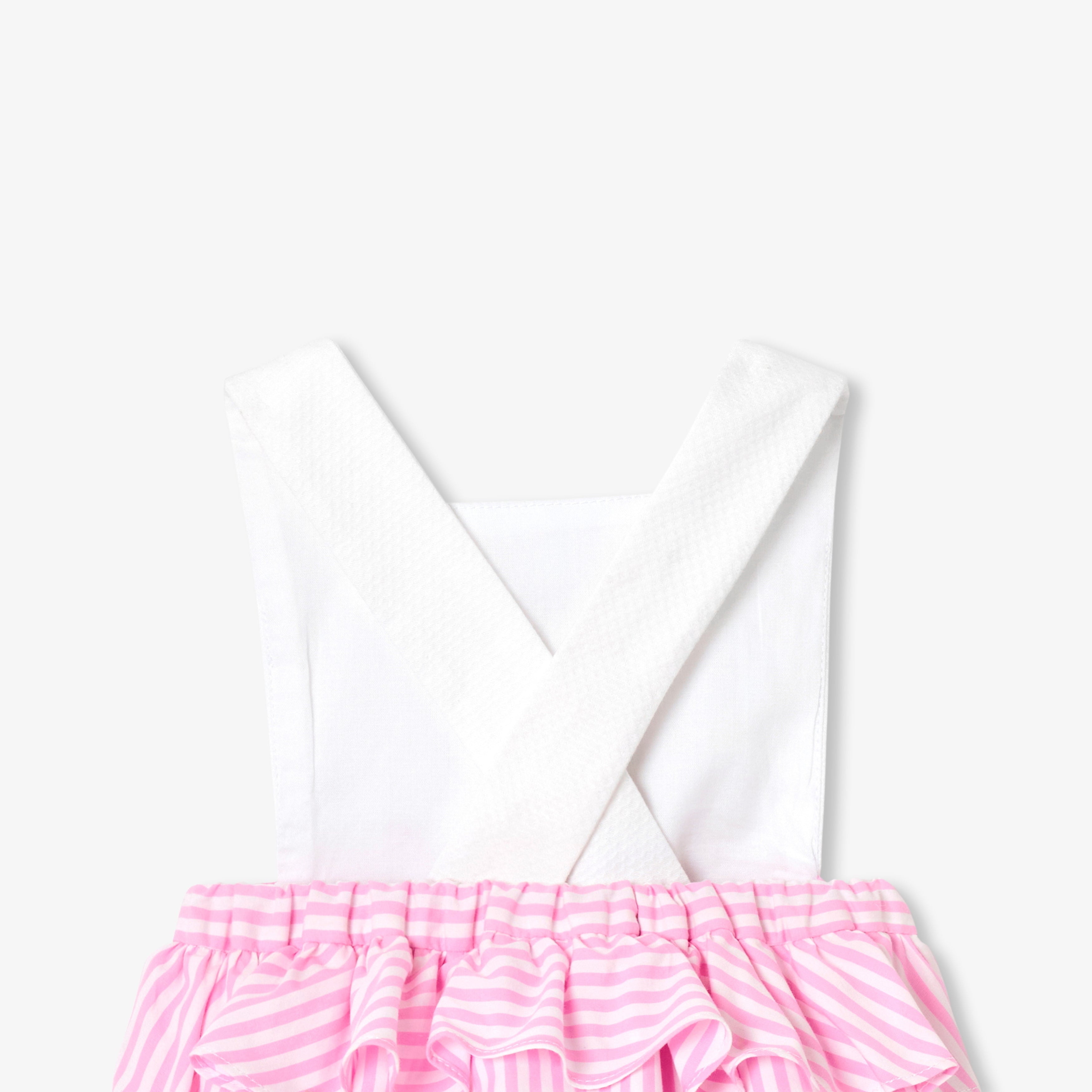 Baby girl romper in cotton piqué and poplin