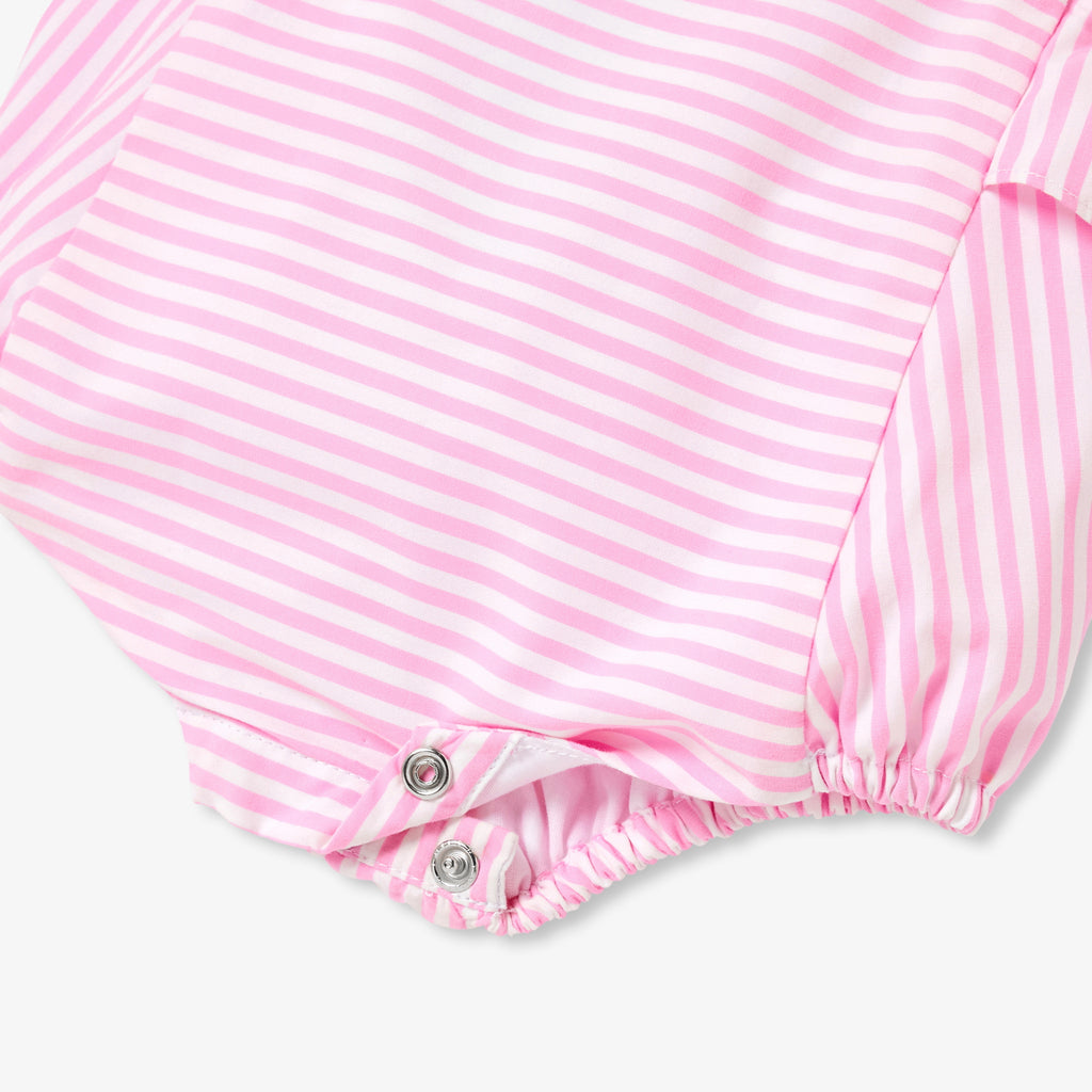 Baby girl romper in cotton piqué and poplin
