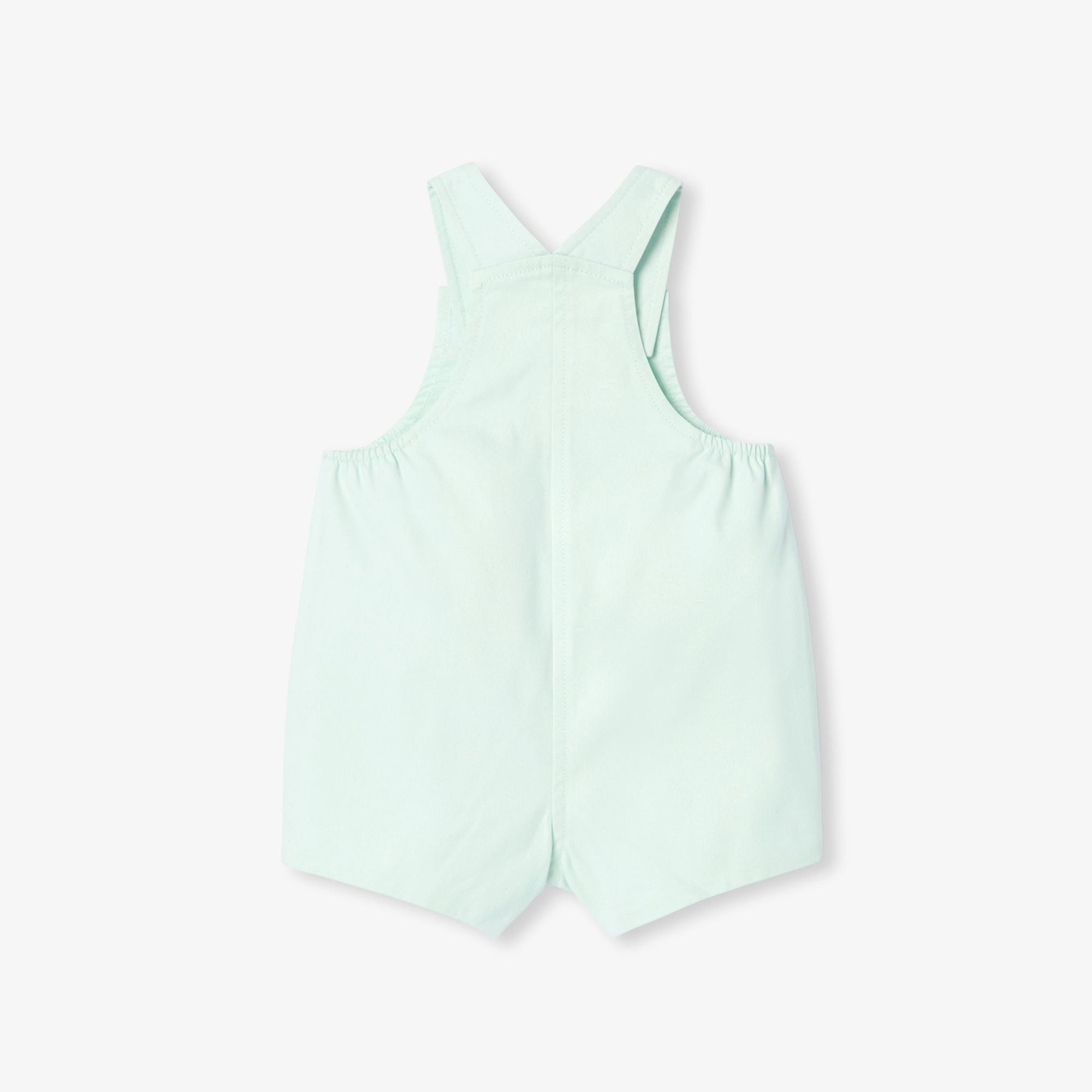 Baby boy cotton twill short dungarees - Pale Green