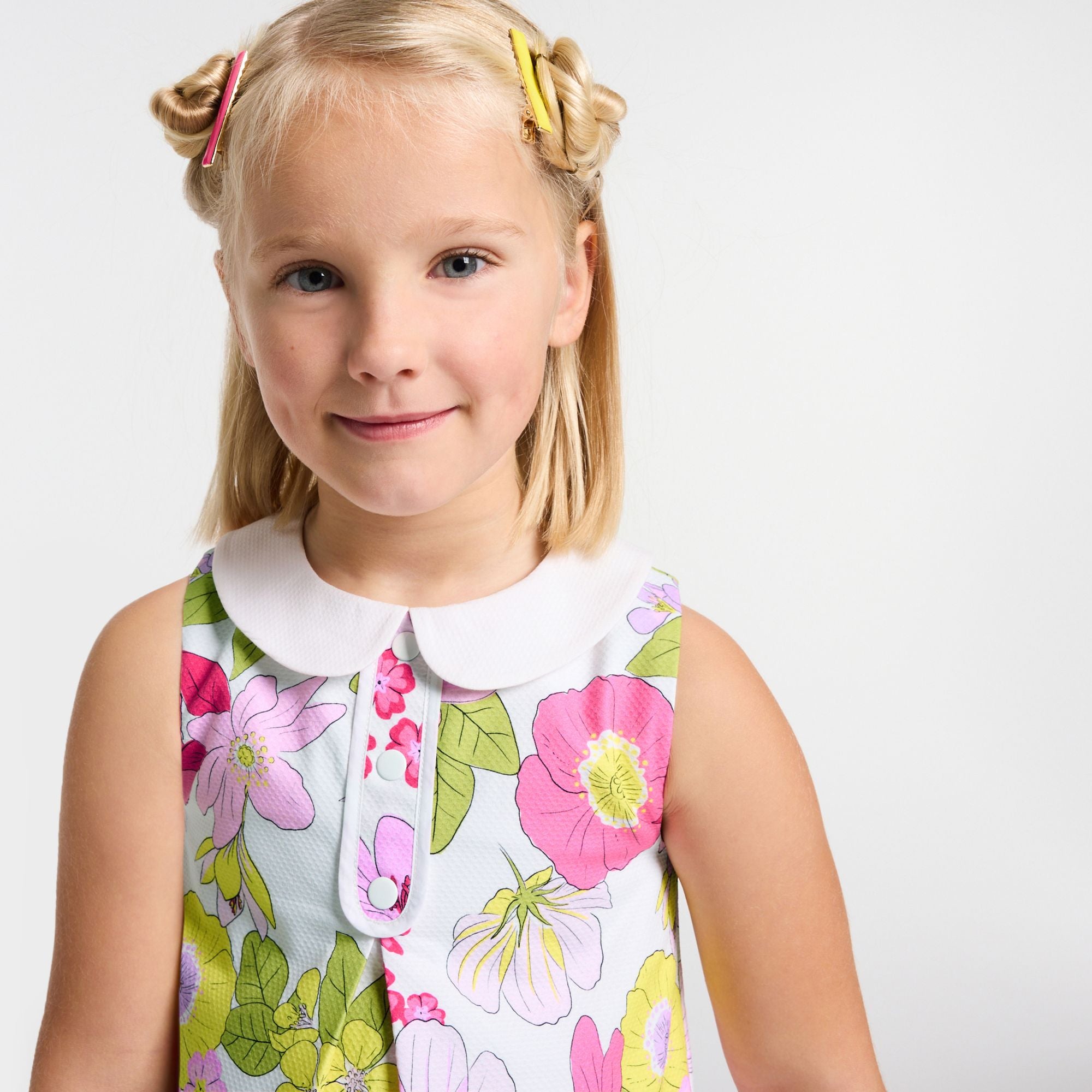 Dress a Trapezio Occasion Girl - White/Multicolour