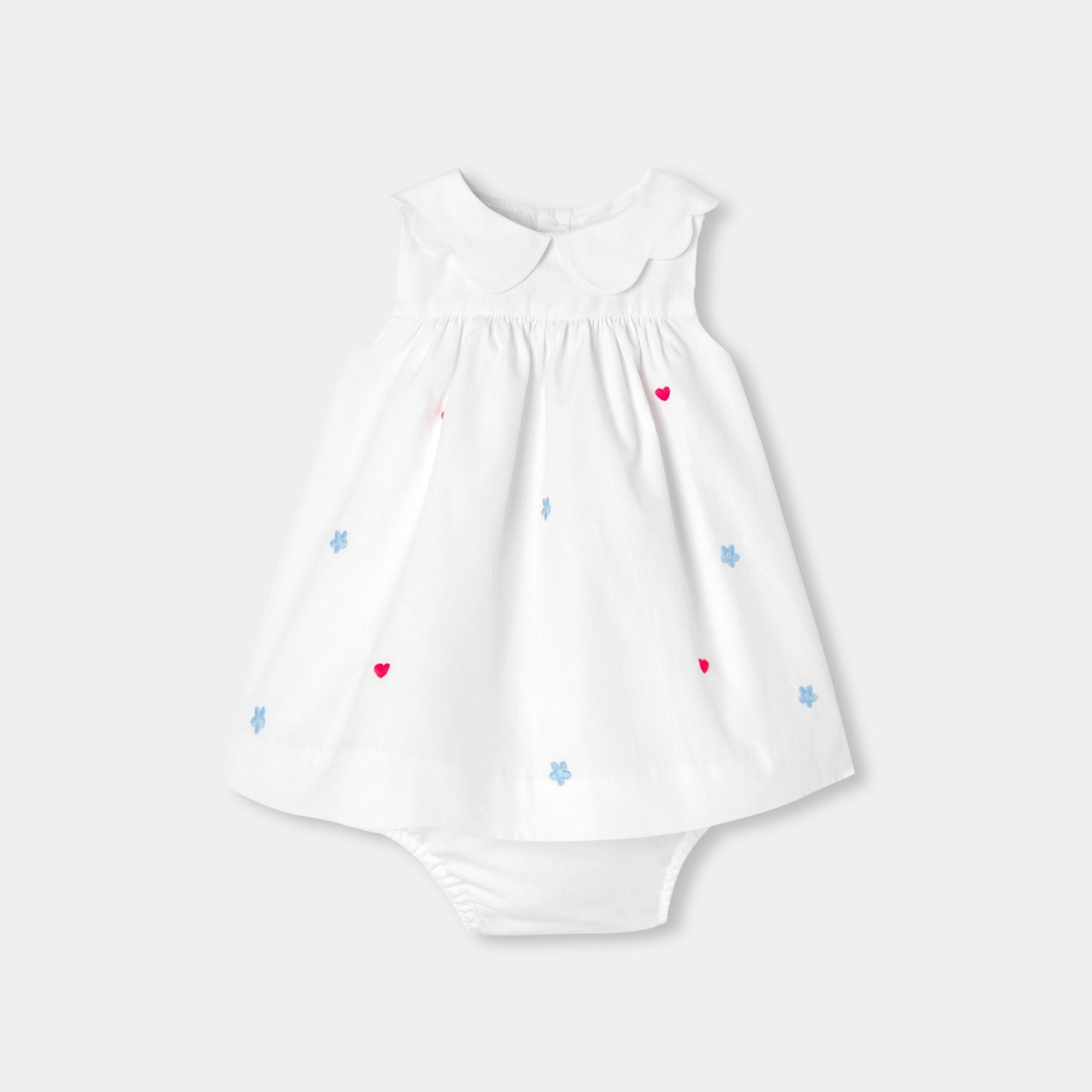 JC-NG130 - Jacadi Newborn girl embroidered poplin dress