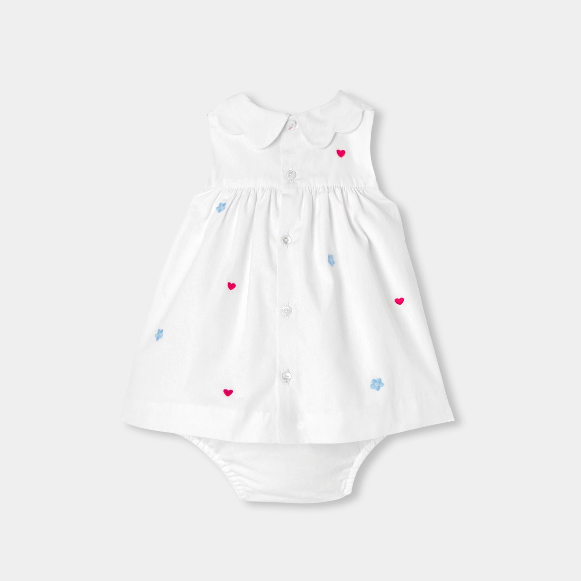 Dress in Popeline embroidered Baby Girl - White/Multicolour