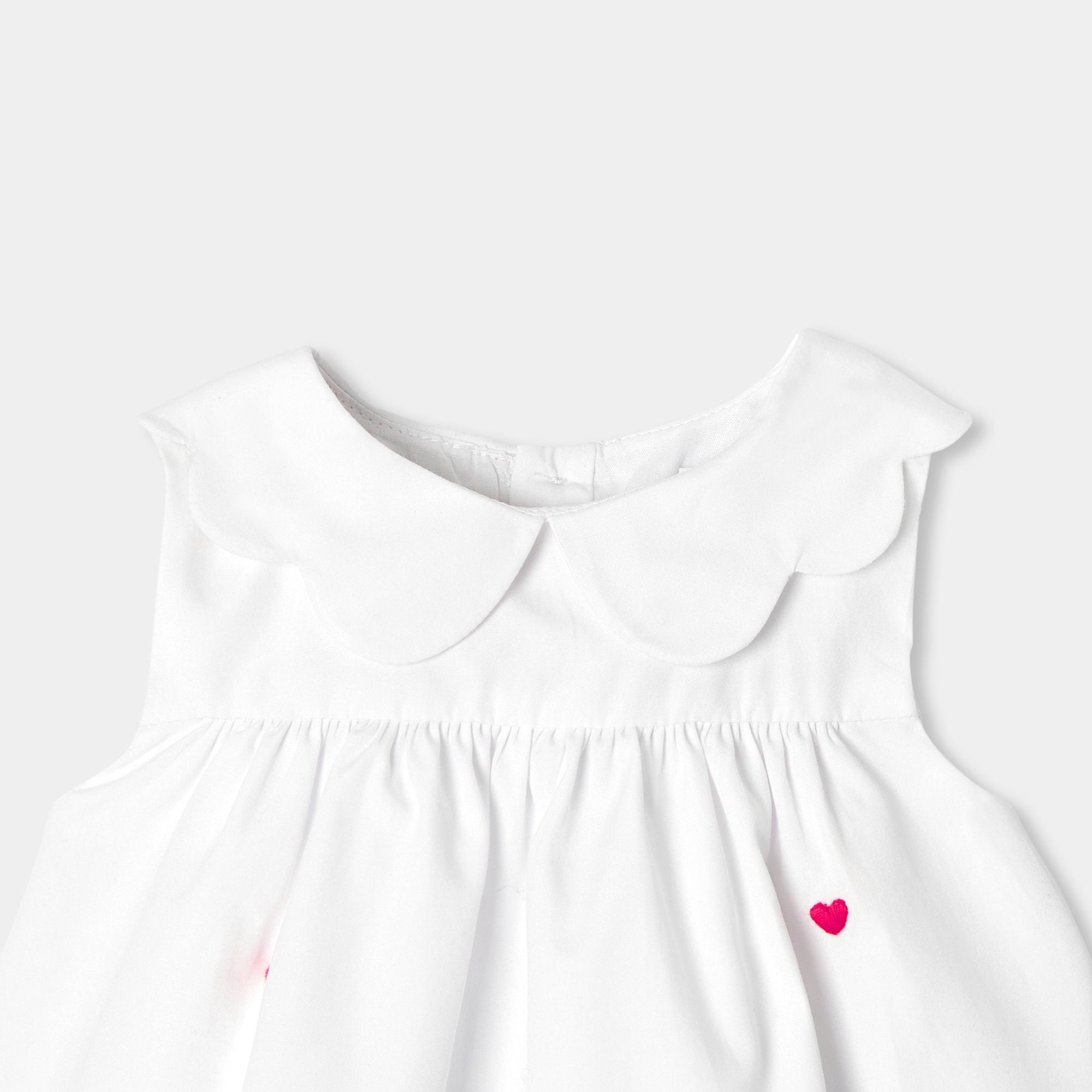 Dress in Popeline embroidered Baby Girl - White/Multicolour